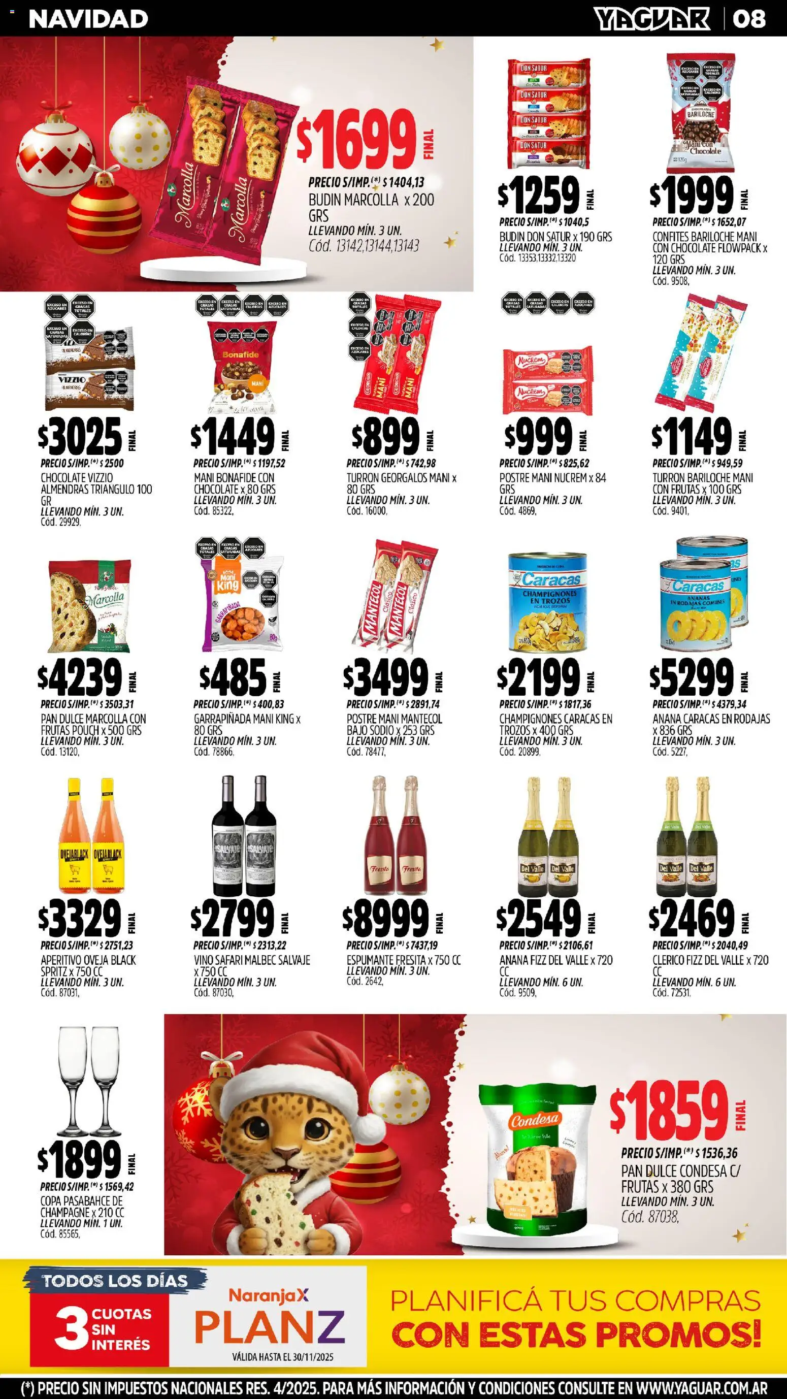 Yaguar catálogo │ válido desde el 24.11.2025 | Página: 8 | Productos: Ananá, Pan, Chocolate, Turrón