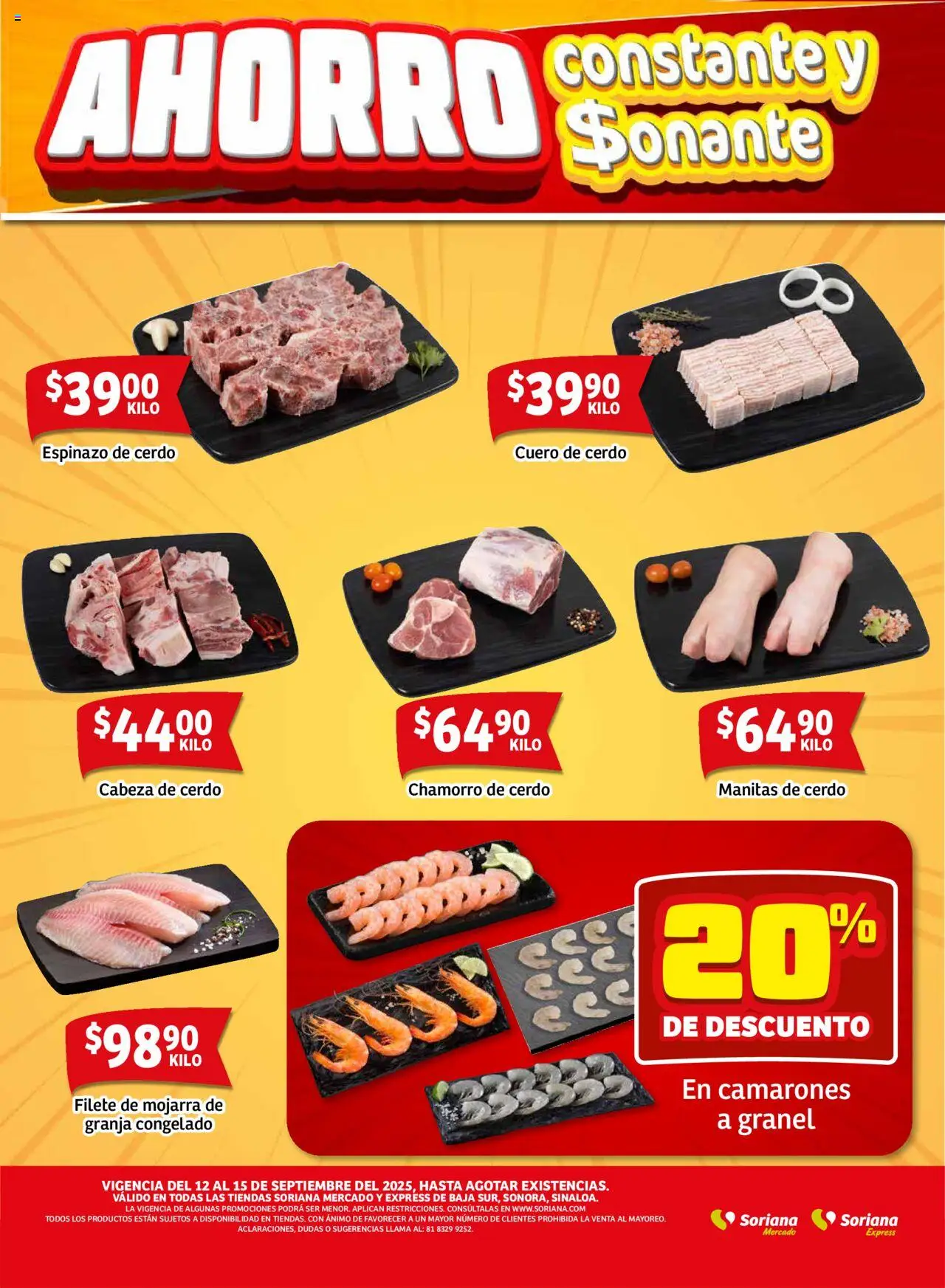 Nuevas ofertas de Soriana válidas en toda la República Mexicana desde el 12.09.2025. ¡Encuentra las mejores ofertas en Soriana - Fin de Semana Mercado: BCS, Son y Sin! | Página: 4 | Productos: Cerdo