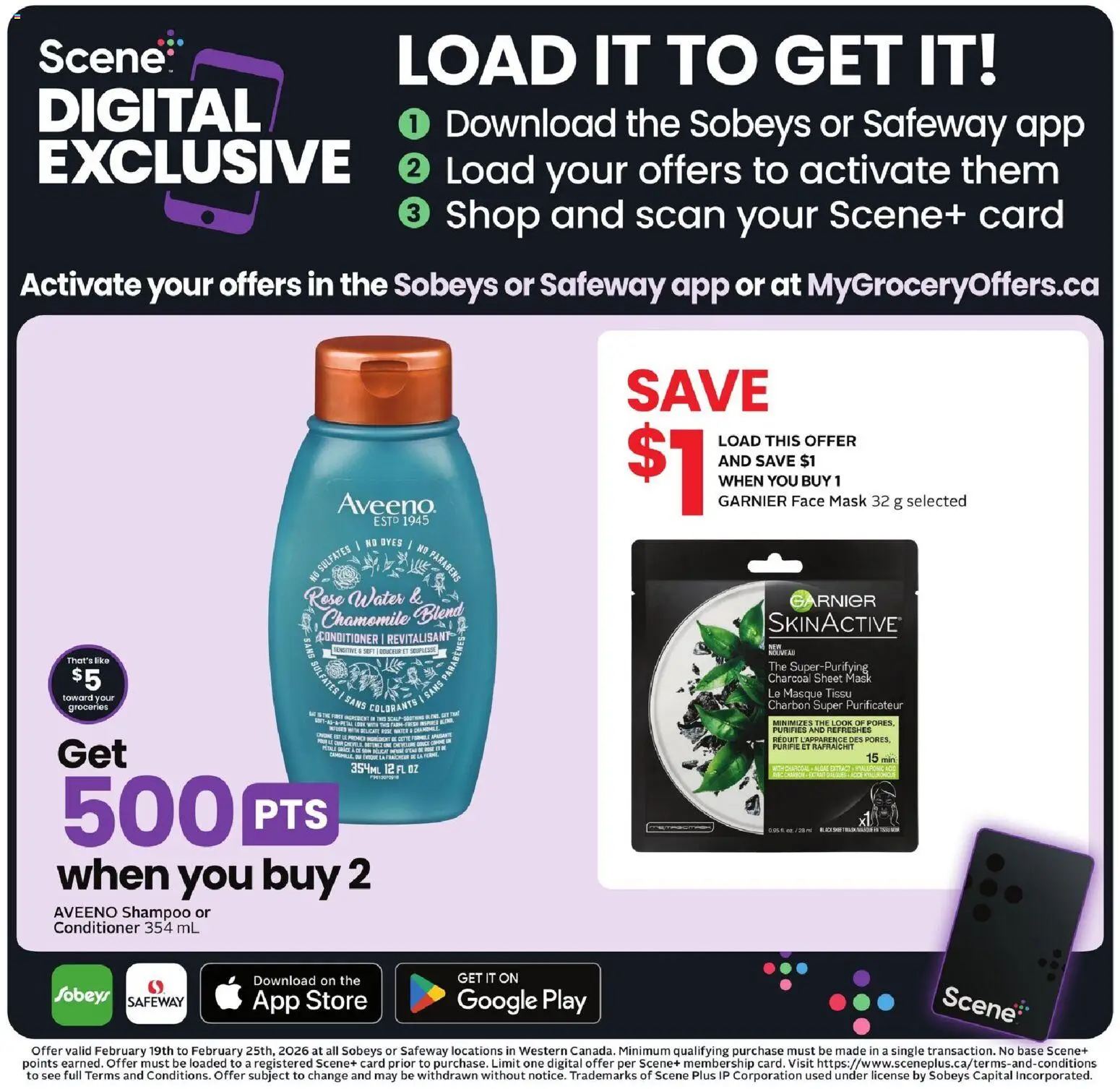 Sobeys flyer valid from 19.02.2026 | Page: 13 | Products: Shampoo, Conditioner, Mask, Face mask