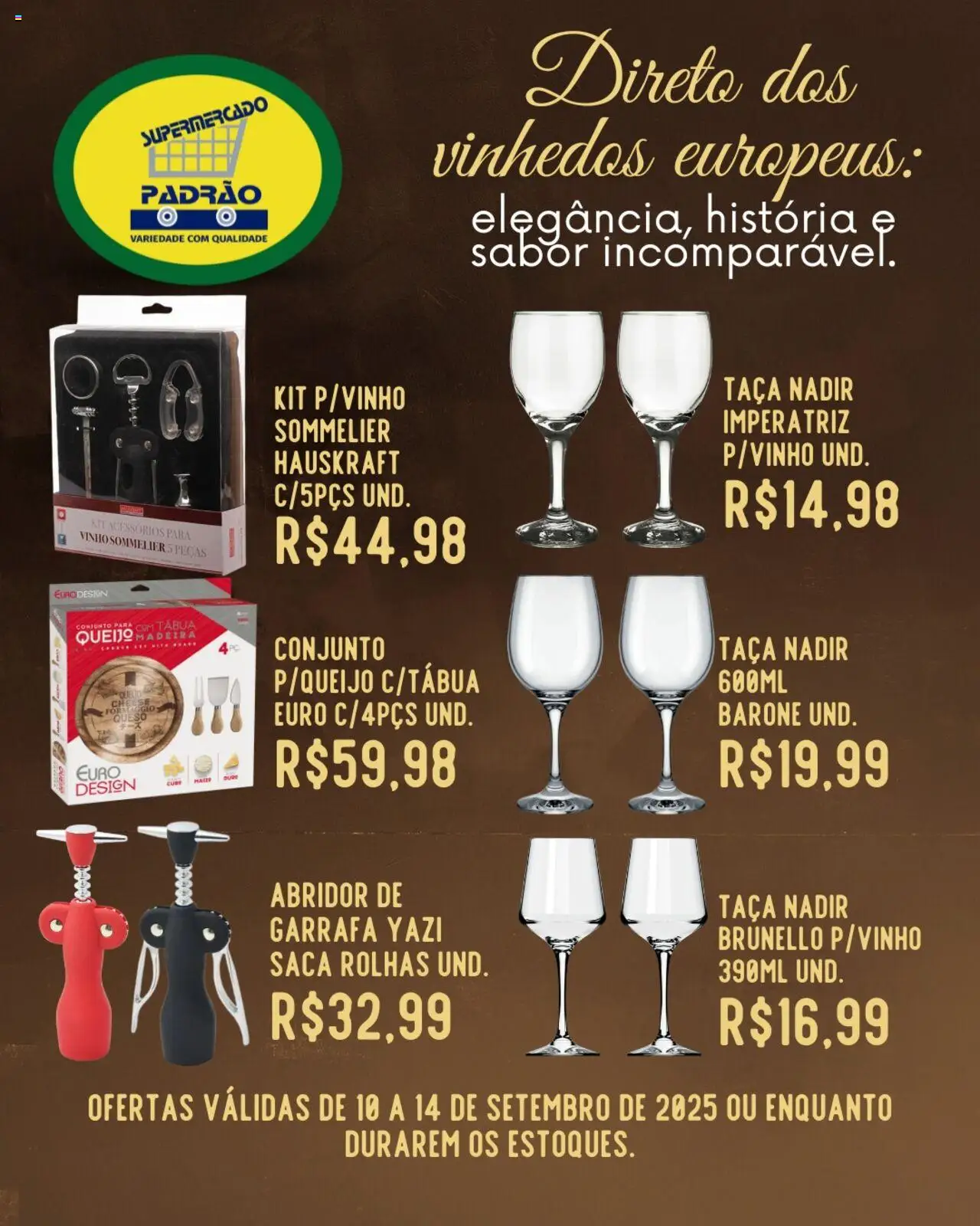 Supermercado Padrão Folheto - válido de 10.09.2025 | Página: 5 | Produtos: Abridor, Queijo, Saca rolhas, Vinho