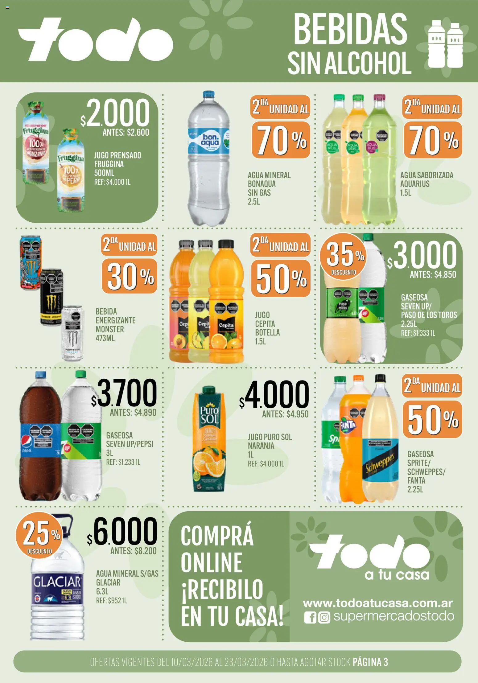 Supermercados TODO - Ofertas │ válido desde el 10.03.2026 | Página: 3 | Productos: Botella, Gaseosa, Agua, Jugo