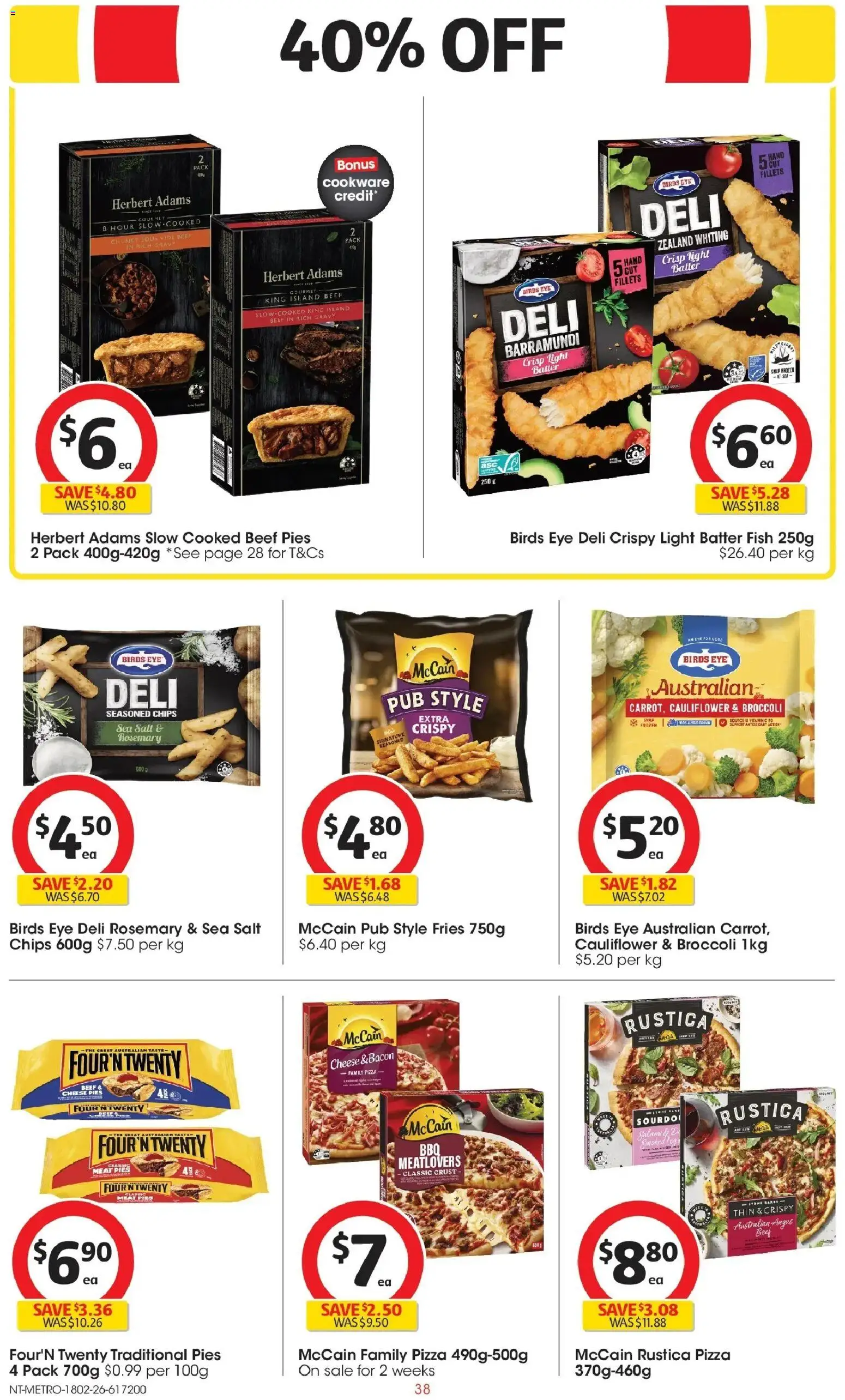 Coles catalogue - valid from 18.02.2026 | Page: 38 | Products: Bacon, Beef, Chips, Cauliflower