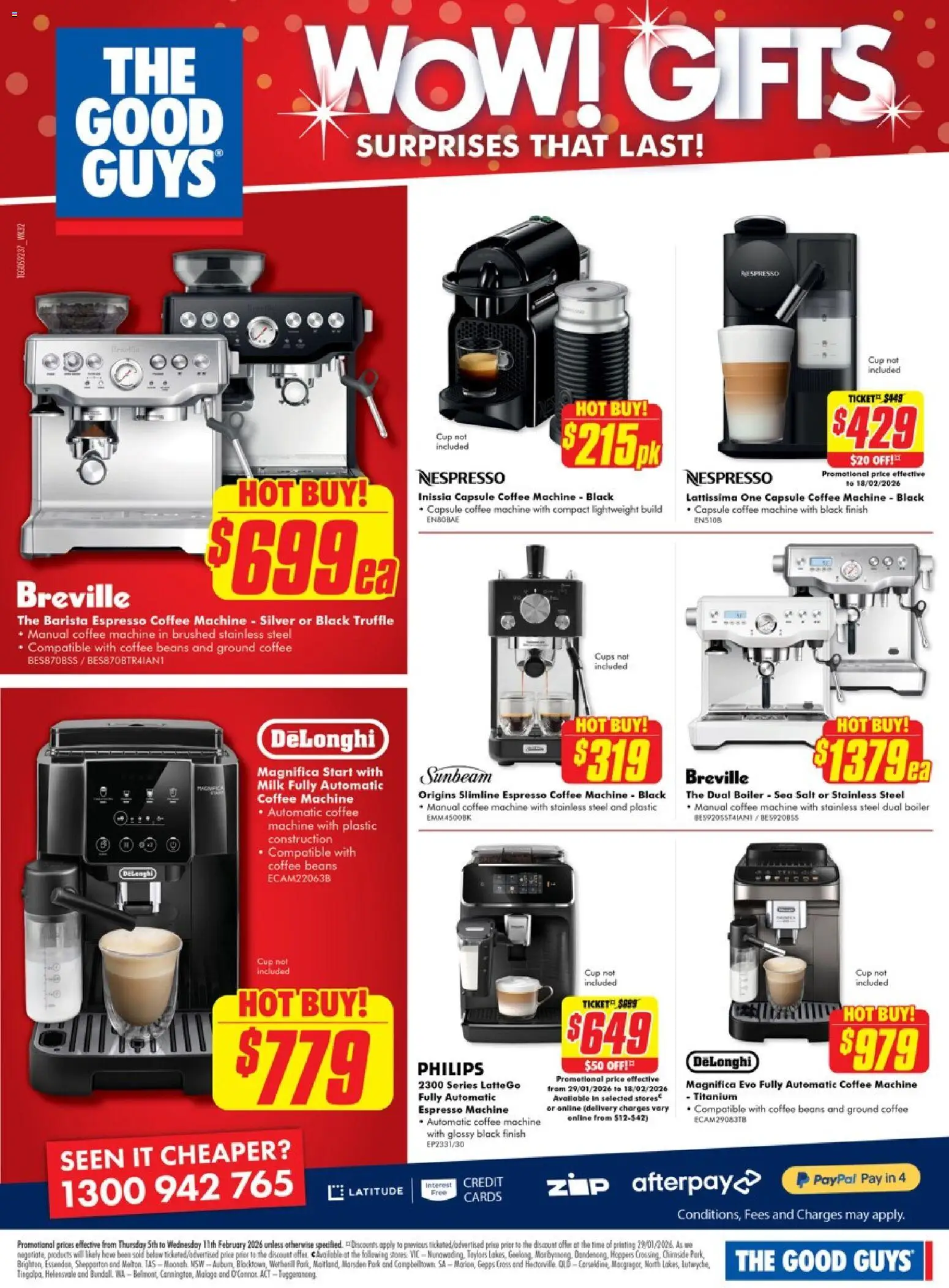The Good Guys catalogue - valid from 04.02.2026 | Page: 2 | Products: Cups, Milk, Coffee, Espresso machine