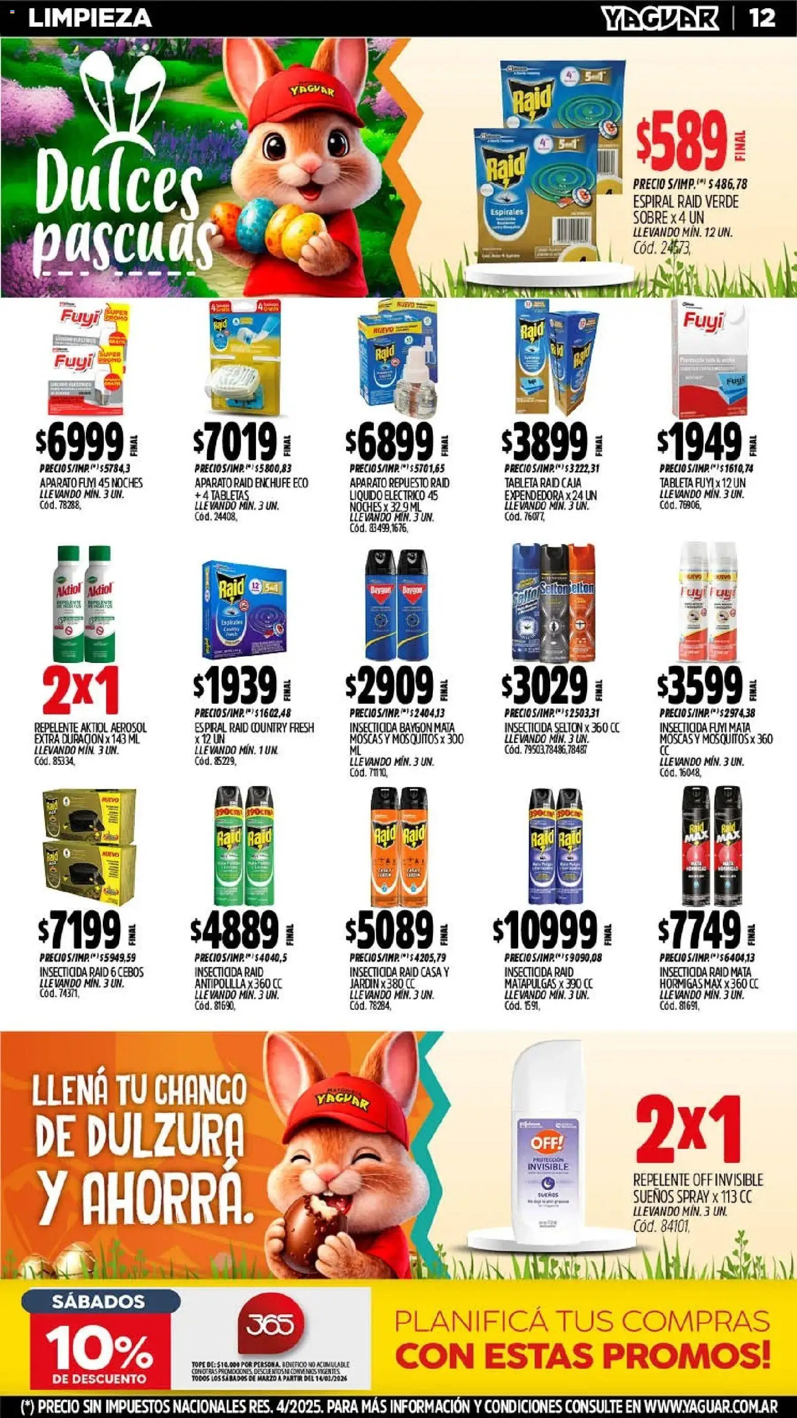 Yaguar - Oferta Semanal Chaco │ válido desde el 16.03.2026 | Página: 12 | Productos: Repelente, Insecticida, Sobre, Enchufe