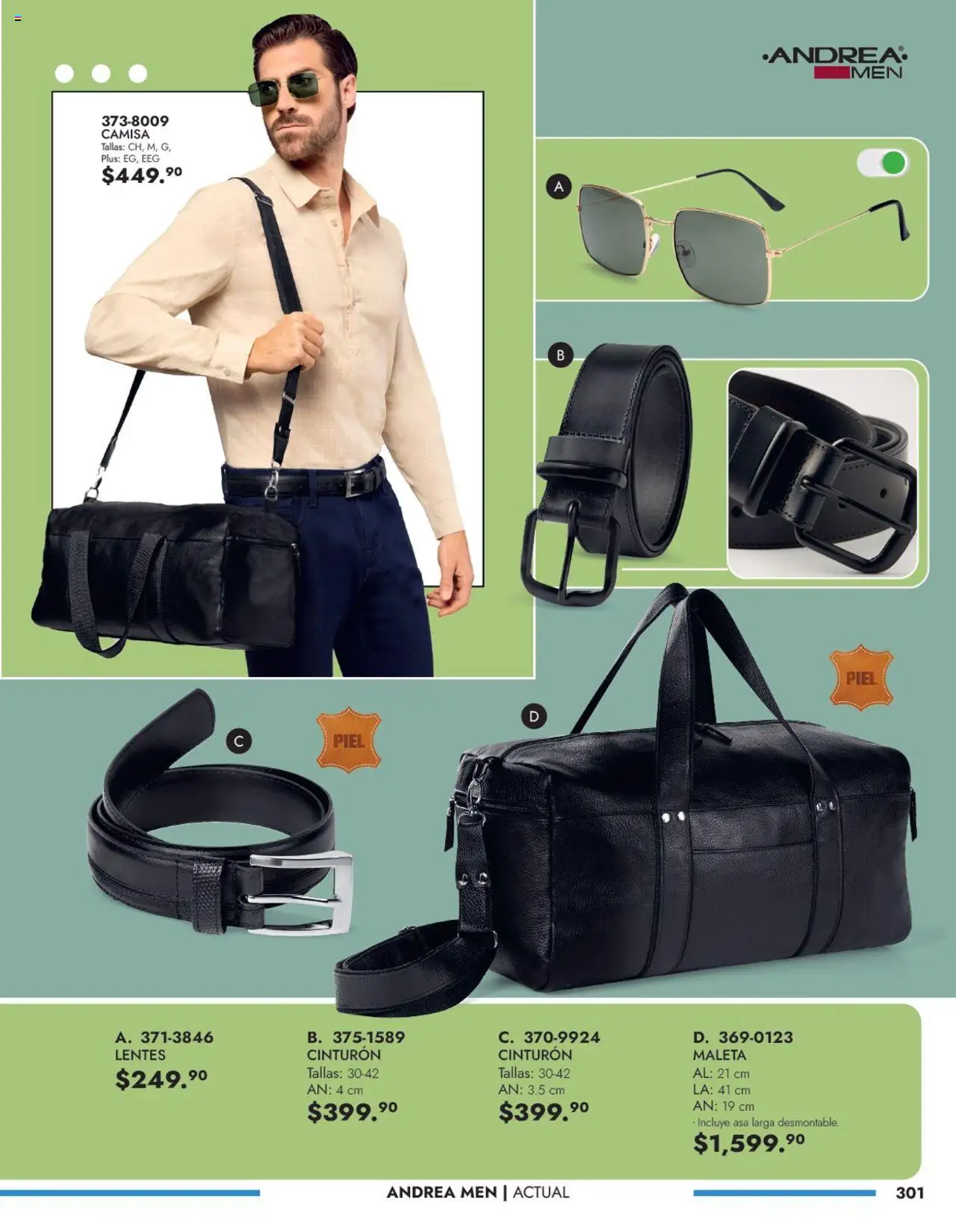 Nuevas ofertas de Andrea válidas en toda la República Mexicana desde el 25.05.2025. ¡Encuentra las mejores ofertas en Andrea catálogo Accesorios Caballero! | Página: 5 | Productos: Lentes, Cinturón, Camisa, Maleta