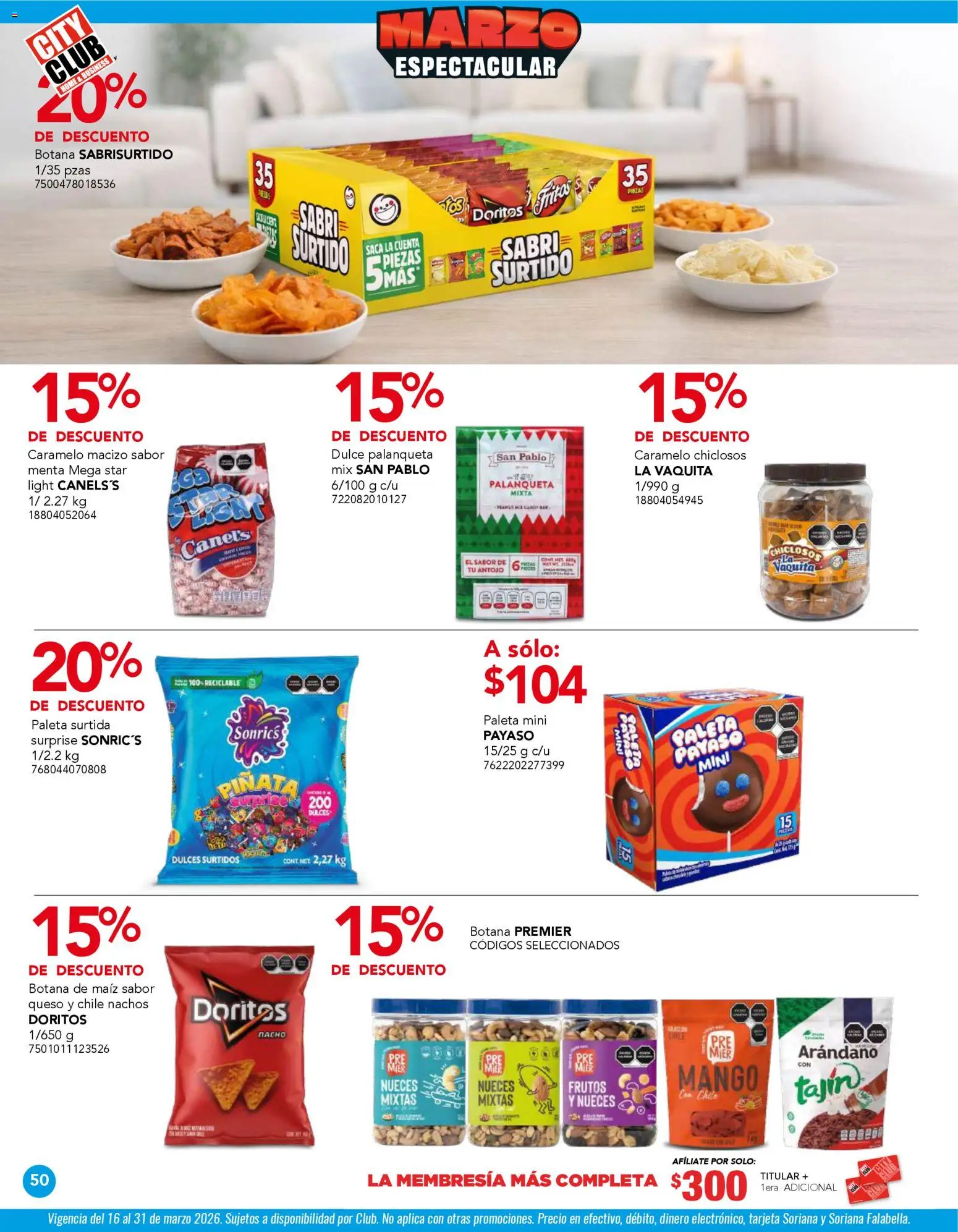 Nuevas ofertas de City Club válidas en toda la República Mexicana desde el 02.03.2026. ¡Encuentra las mejores ofertas en City Club catálogo! | Página: 50 | Productos: Paleta, Mango, Queso, Dulces