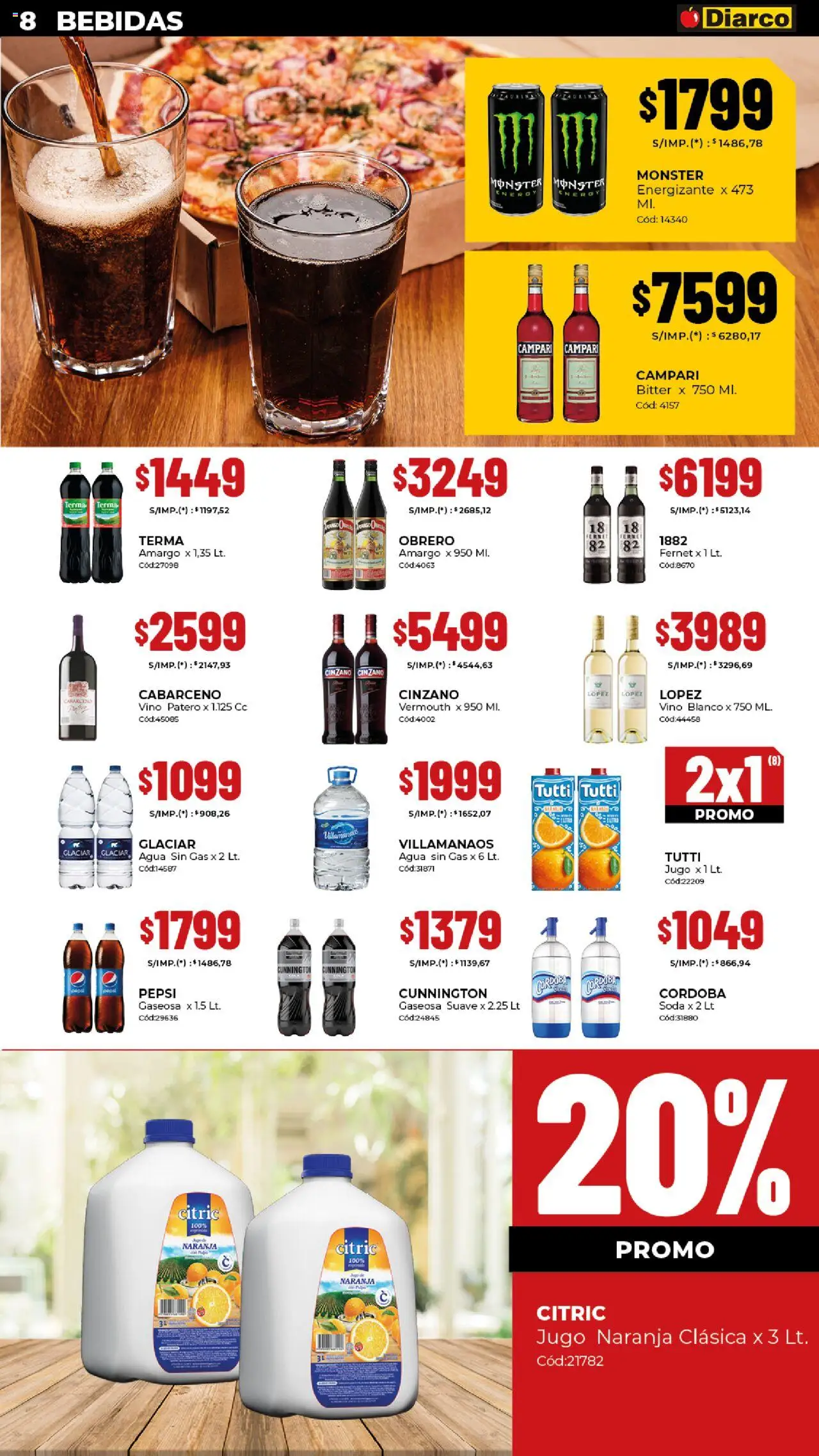 Diarco - Ofertas Gba │ válido desde el 29.09.2025 | Página: 8 | Productos: Fernet, Soda, Jugo, Vino