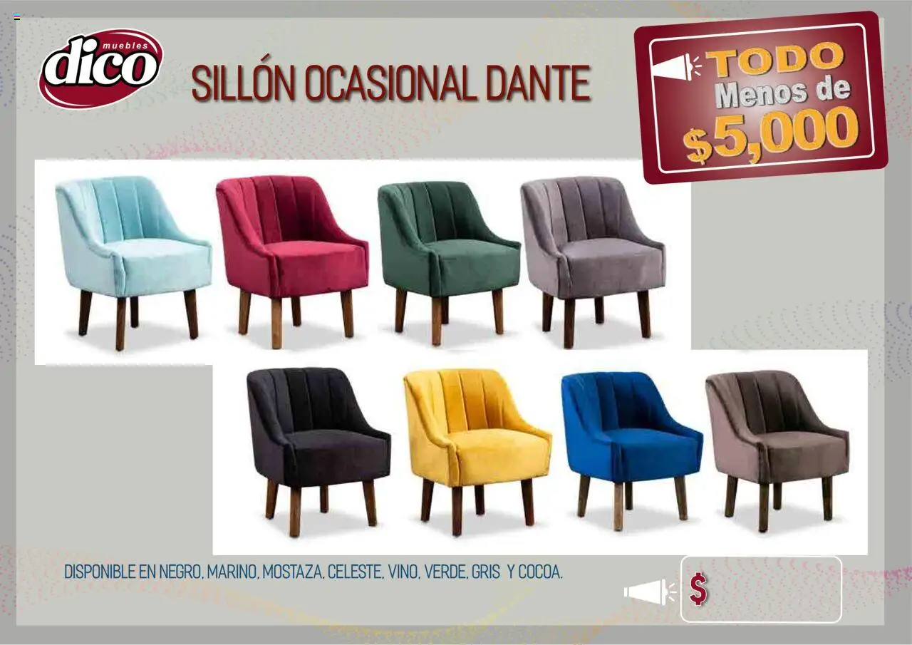 Nuevas ofertas de Muebles Dico válidas en toda la República Mexicana desde el 12.02.2025. ¡Encuentra las mejores ofertas en Muebles Dico catálogo Todo Menos! | Página: 31 | Productos: Sillón