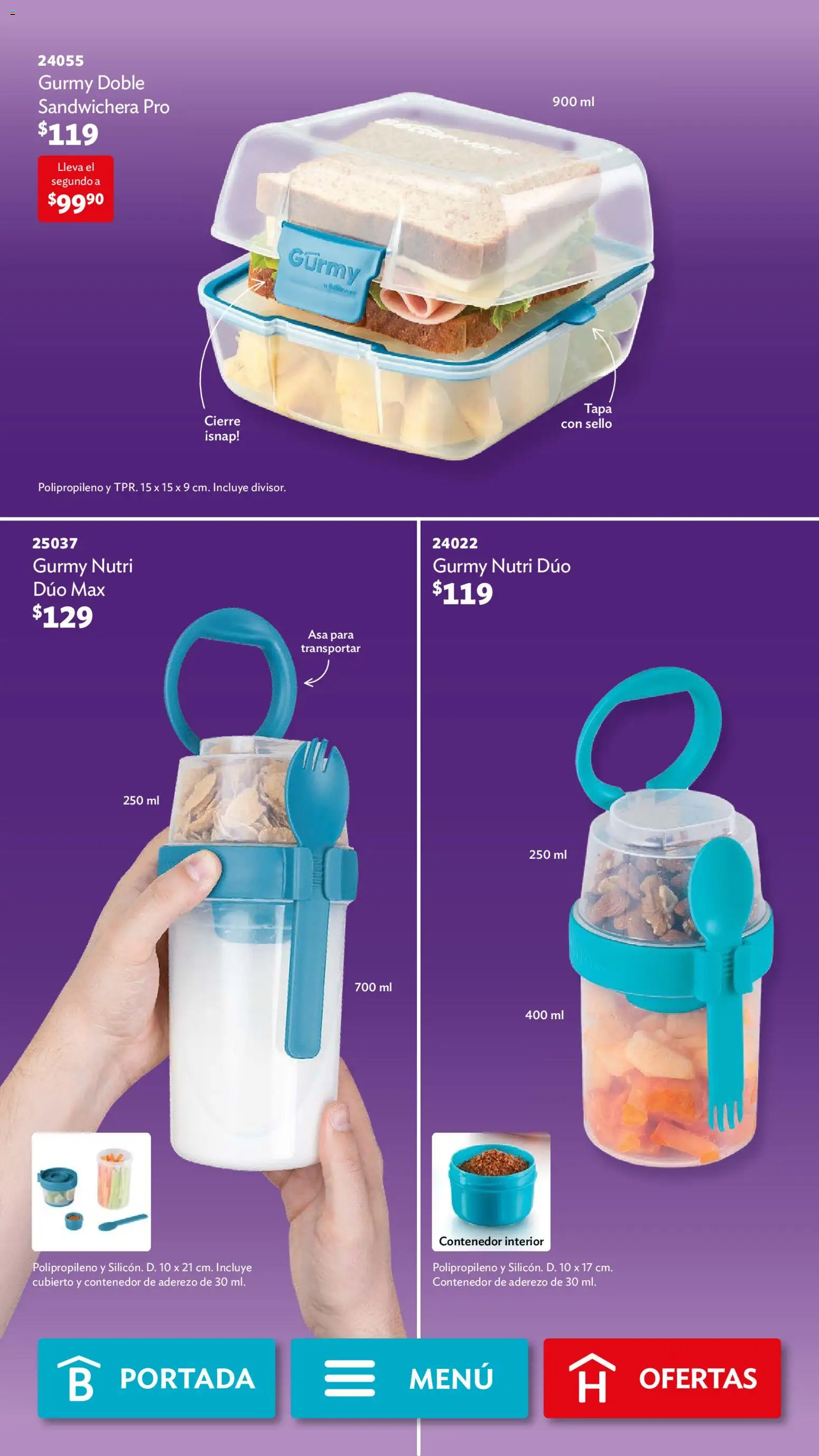 Nuevas ofertas de Betterware válidas en toda la República Mexicana desde el 02.02.2026. ¡Encuentra las mejores ofertas en Betterware campaña 2 2026! | Página: 66 | Productos: Aderezo, Sandwichera, Contenedor