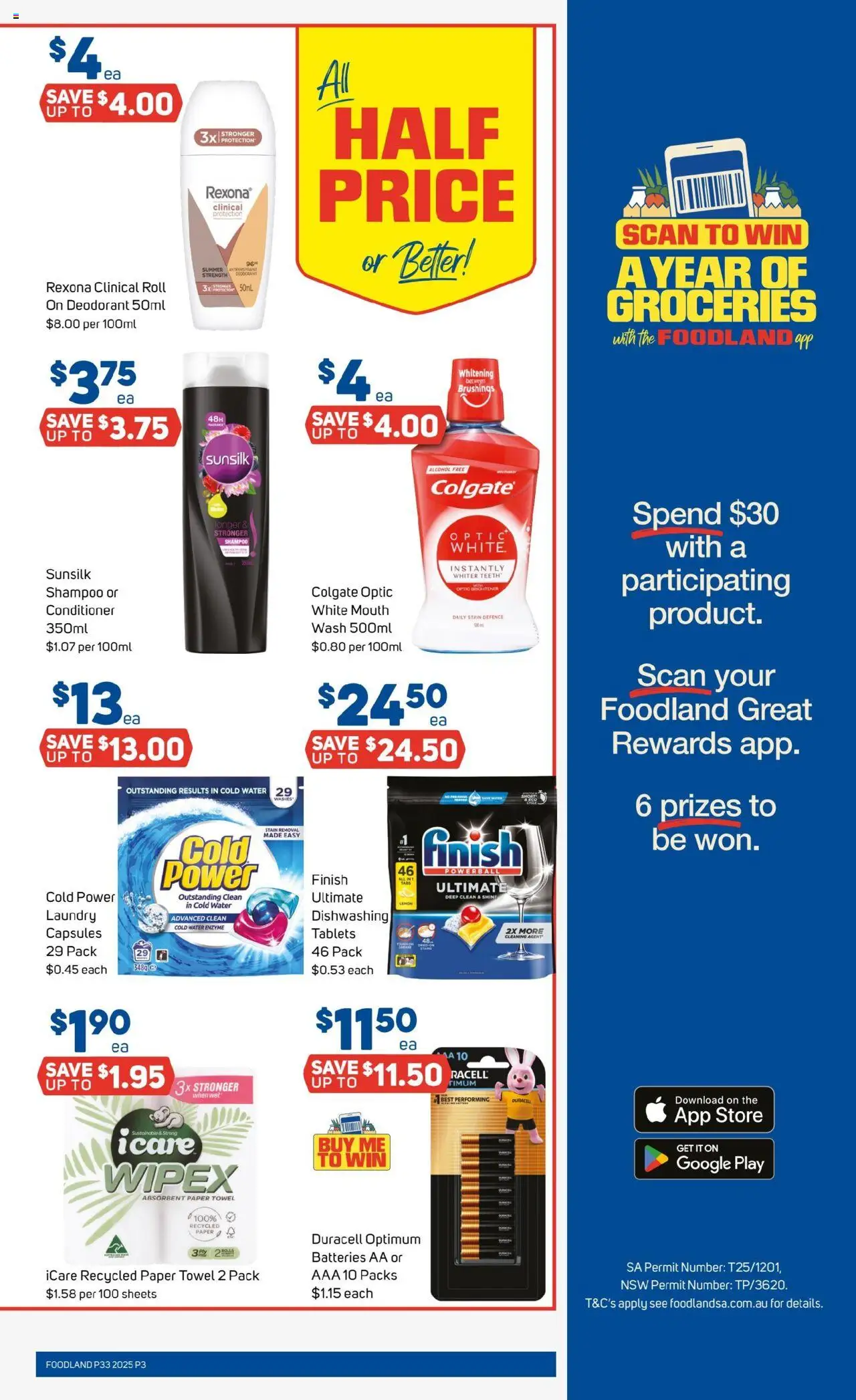 Foodland catalogue - valid from 13.08.2025 | Page: 3 | Products: Antiperspirant, Water, Batteries, Laundry