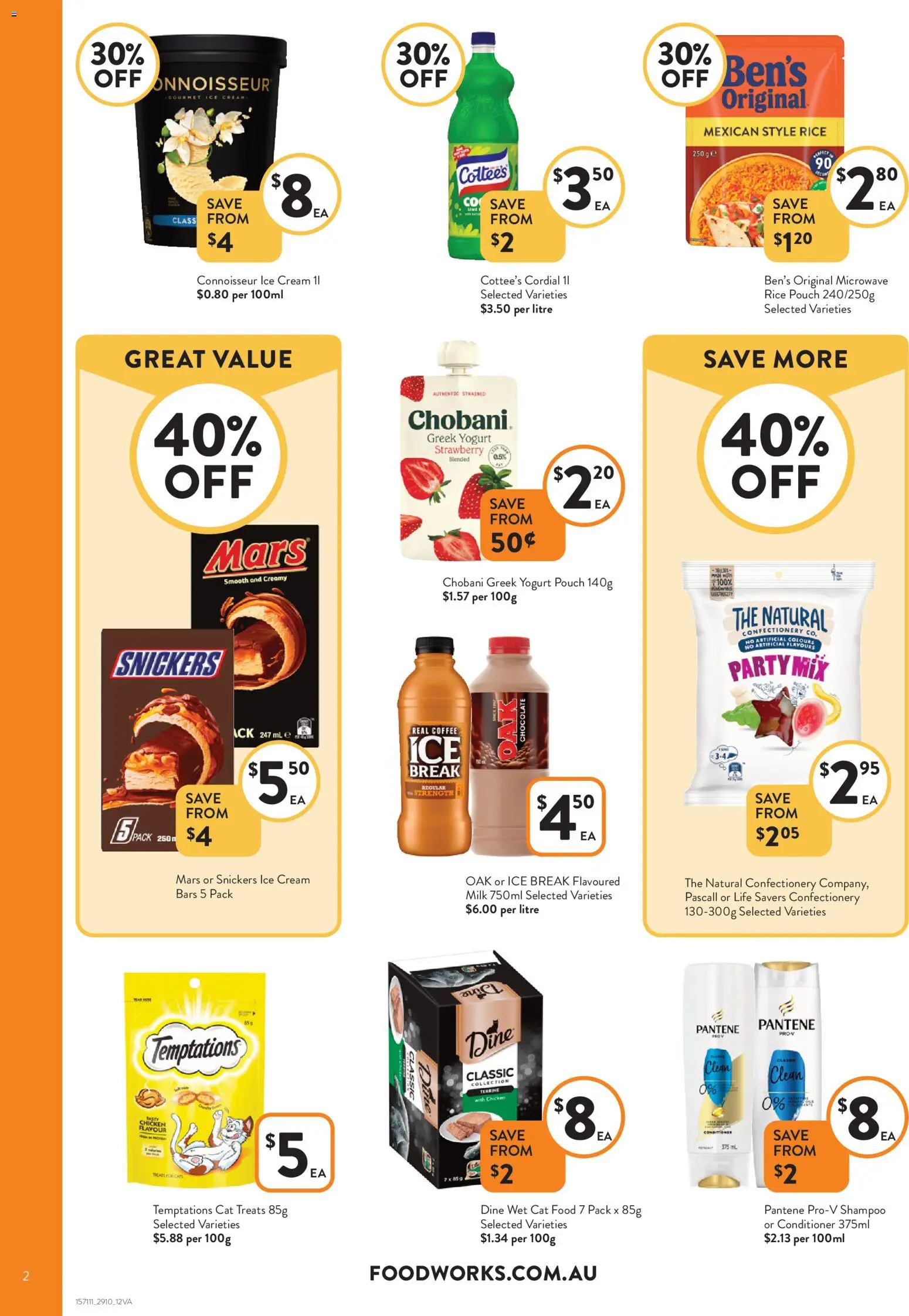 Foodworks catalogue - valid from 29.10.2025 | Page: 2 | Products: Milk, Chocolate, Rice, Ice cream