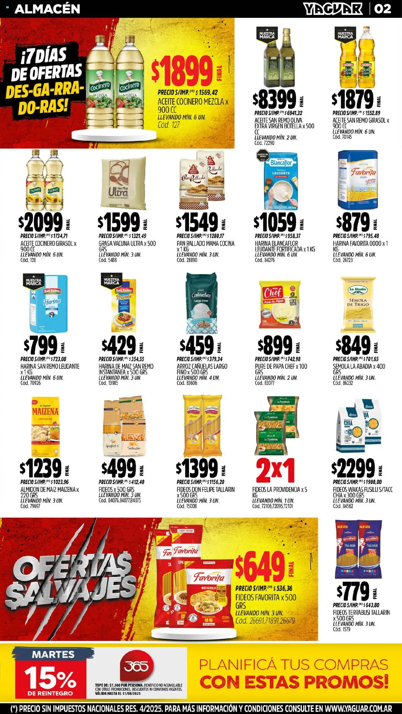 Yaguar - San Juan │ válido desde el 04.08.2025 | Página: 2 | Productos: Botella, Maiz, Arroz, Fideos