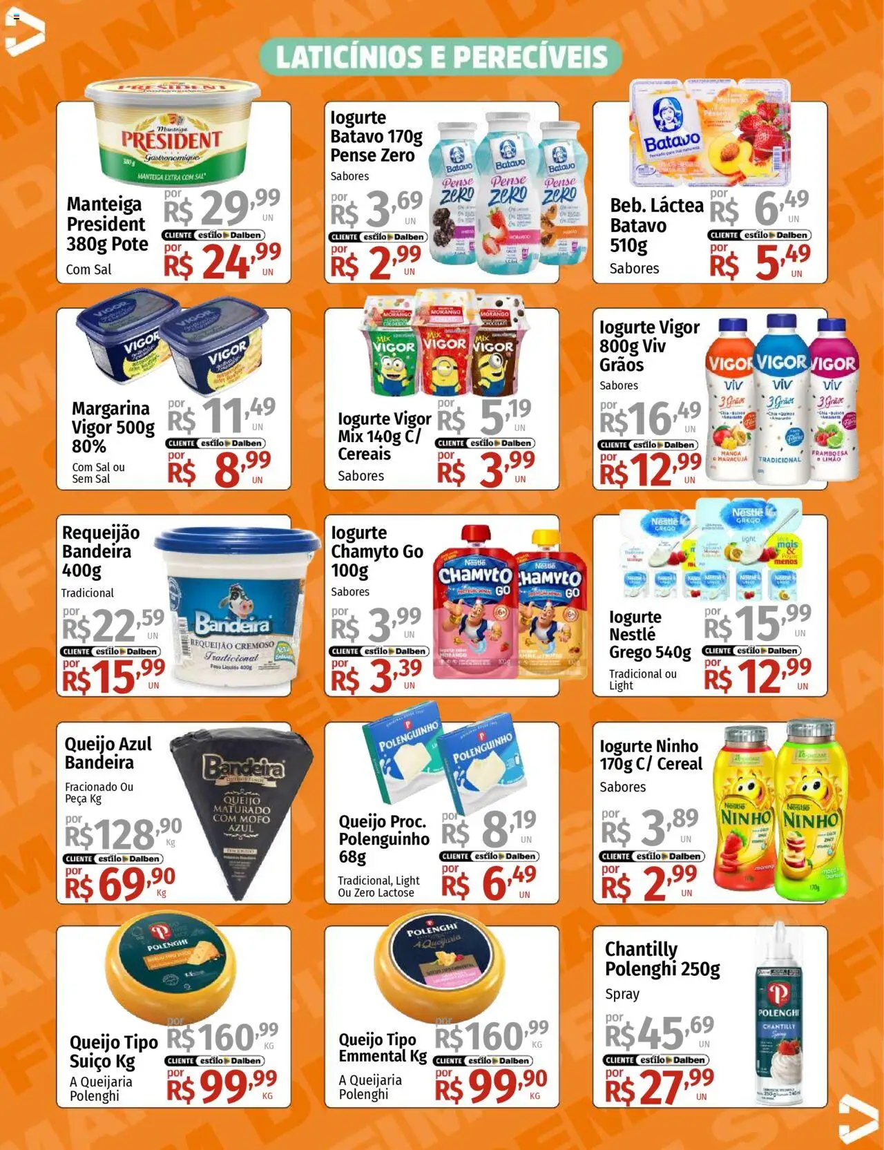 Supermercado Dalben Folheto - válido de 15.08.2025 | Página: 9 | Produtos: Queijo, Sal, Requeijão, Margarina