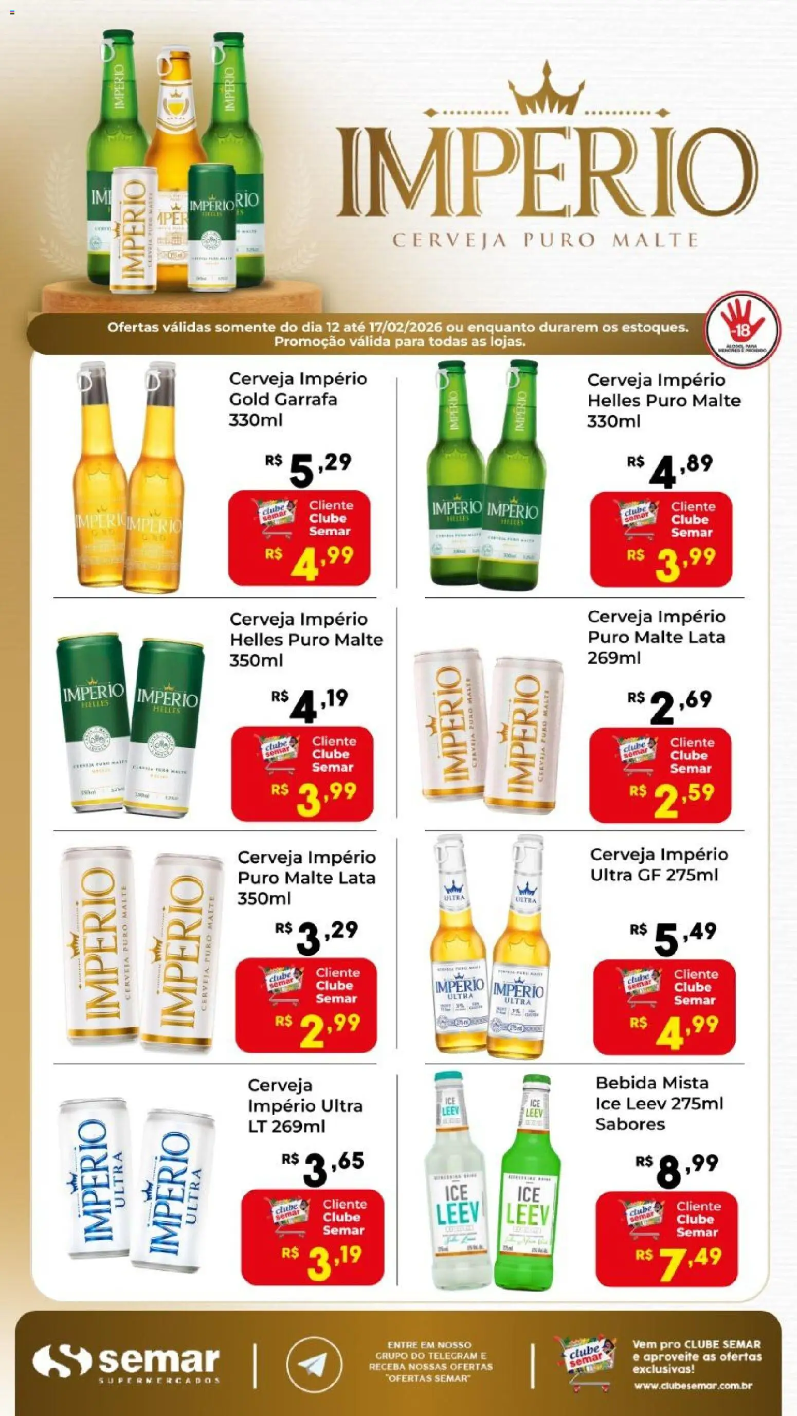 Semar Supermercado Folheto - válido de 12.02.2026 | Página: 1 | Produtos: Ice Leev, Cerveja, Bebida