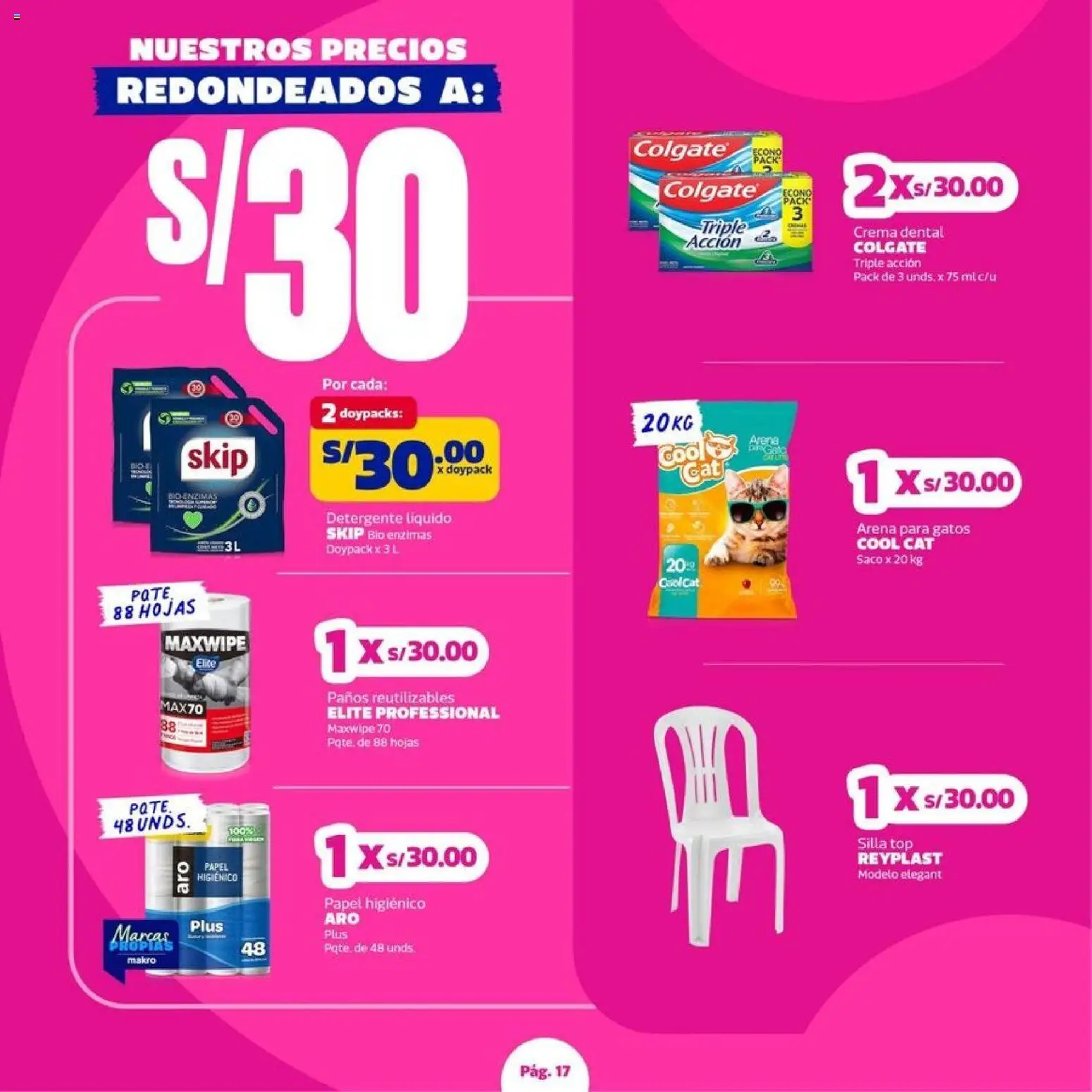 Catálogo Makro válido desde 23.04.2026 | Página: 17 | Productos: Detergente, Silla, Crema, Saco