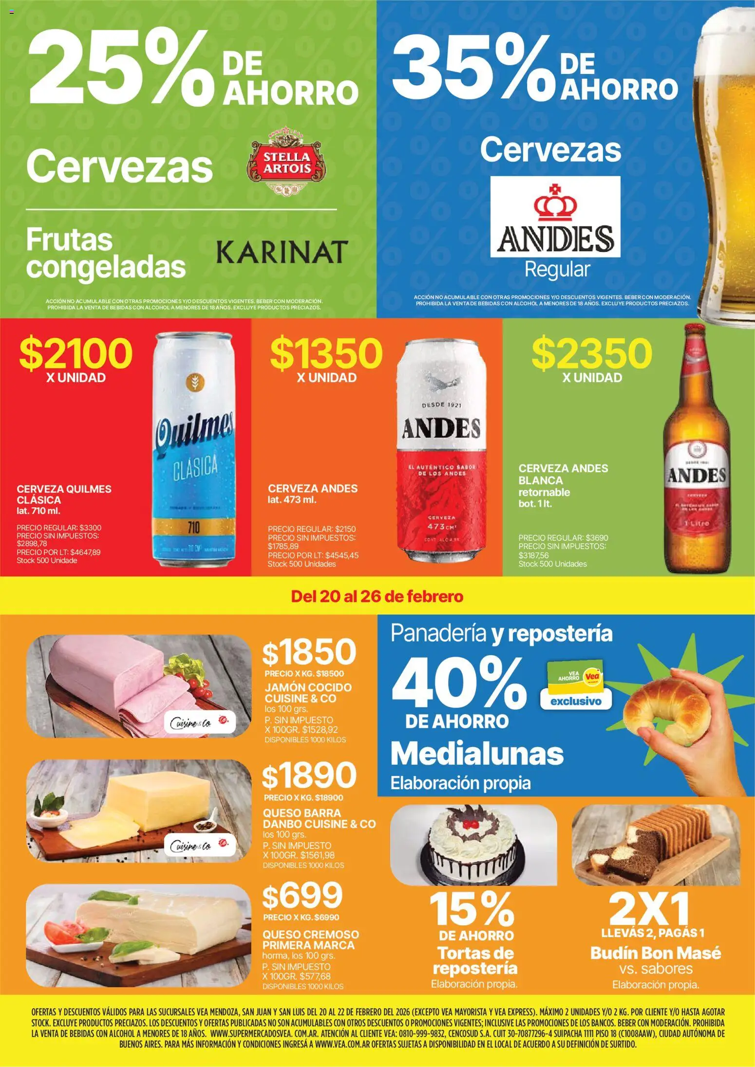 Vea - Ofertas fin de semana Cuyo │ válido desde el 20.02.2026 | Página: 2 | Productos: Panadería, Jamón cocido, Budín, Jamón