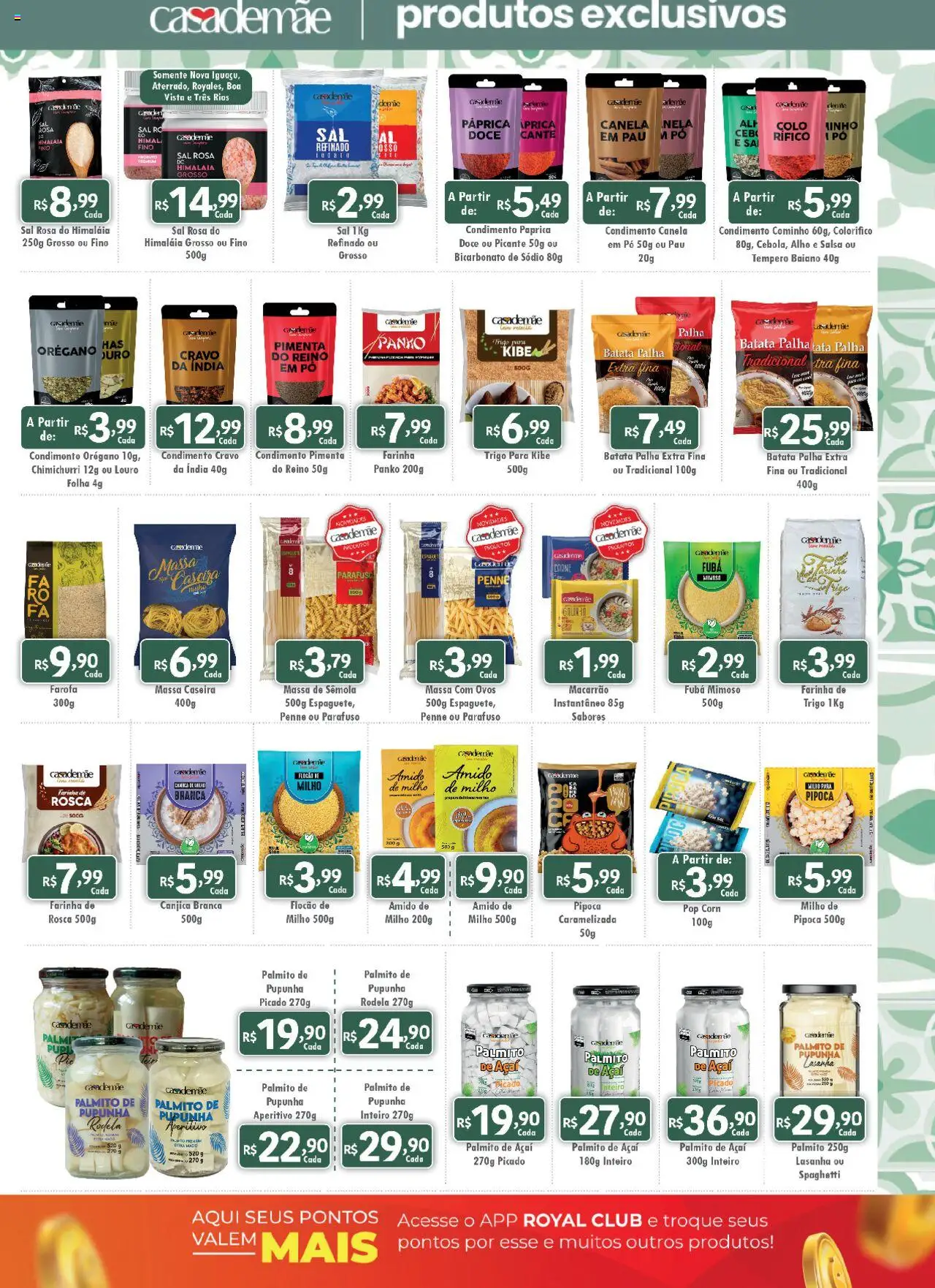 Royal Supermercados Folheto - válido de 28.07.2025 | Página: 3 | Produtos: Pupunha, Ovos, Macarrão, Orégano