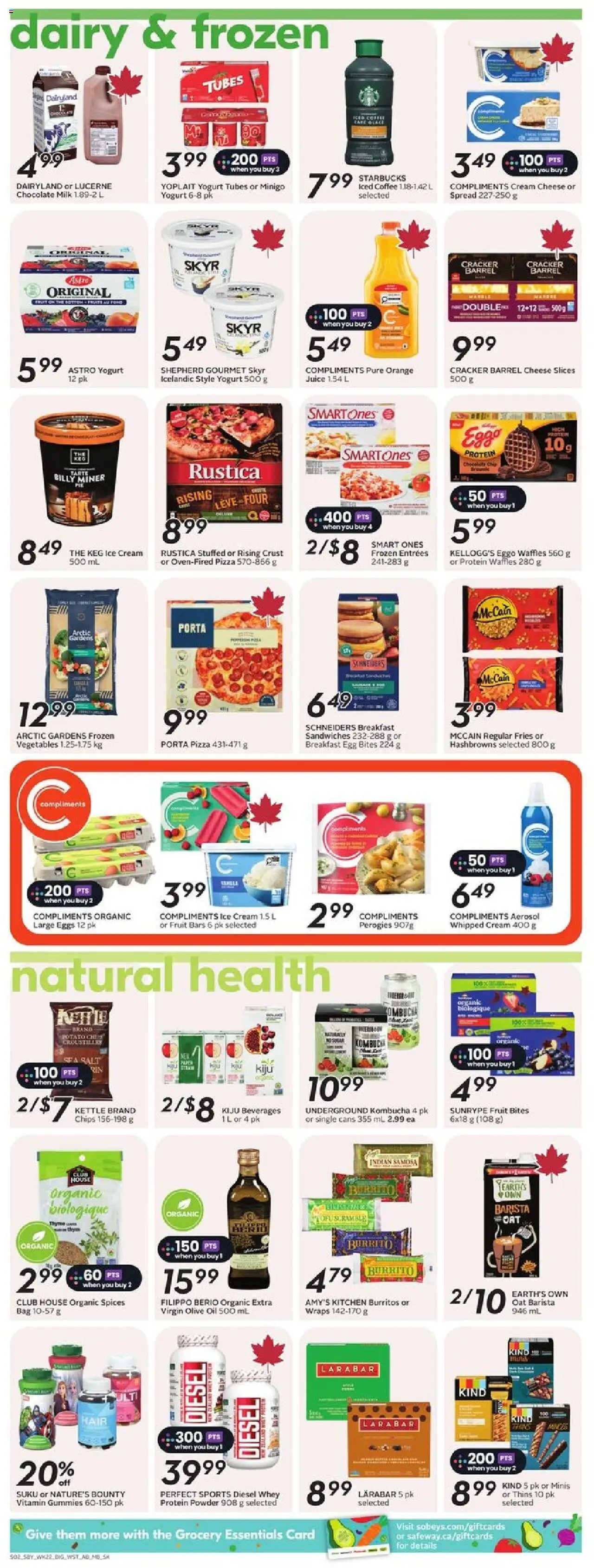 Sobeys flyer valid from 25.09.2025 | Page: 11 | Products: Ice cream, Yogurt, Oil, Coffee