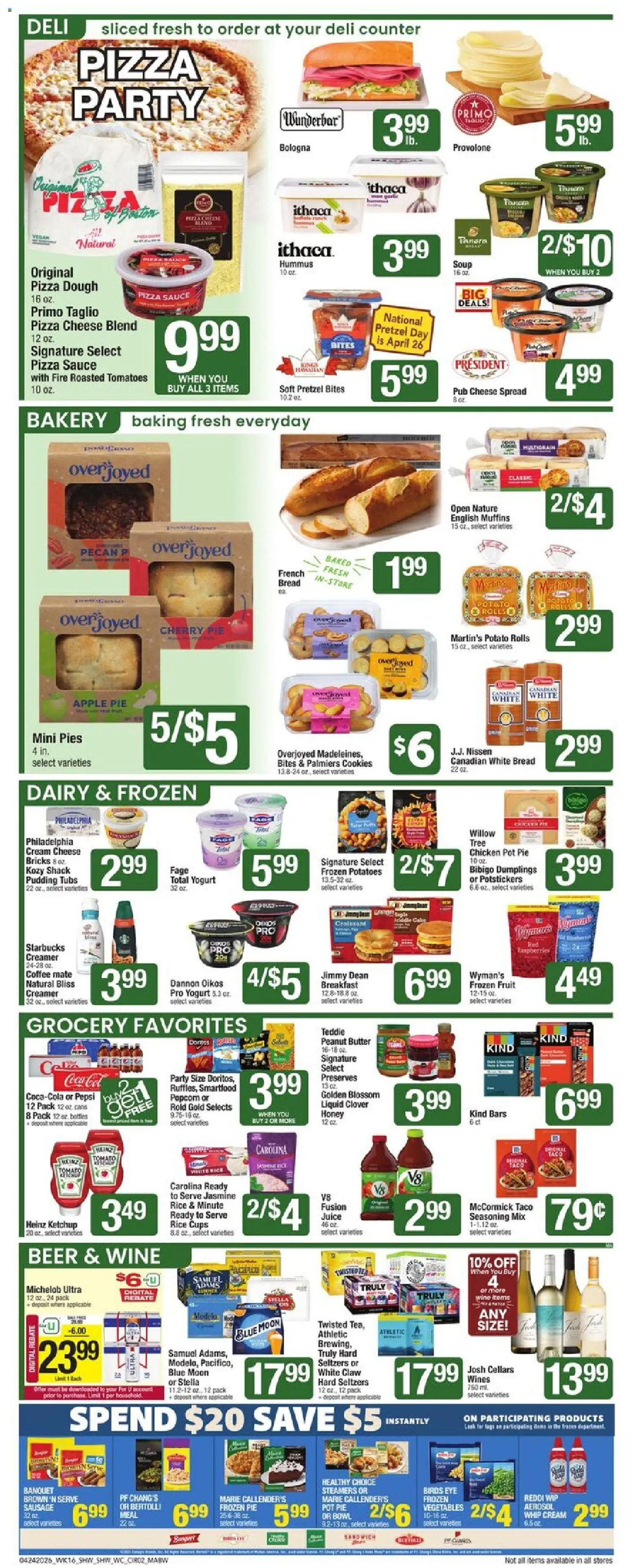 Shaw's Weekly Ad - valid from 24.04.2026 | Page: 2 | Products: Yogurt, Bread, Wine, Cookies