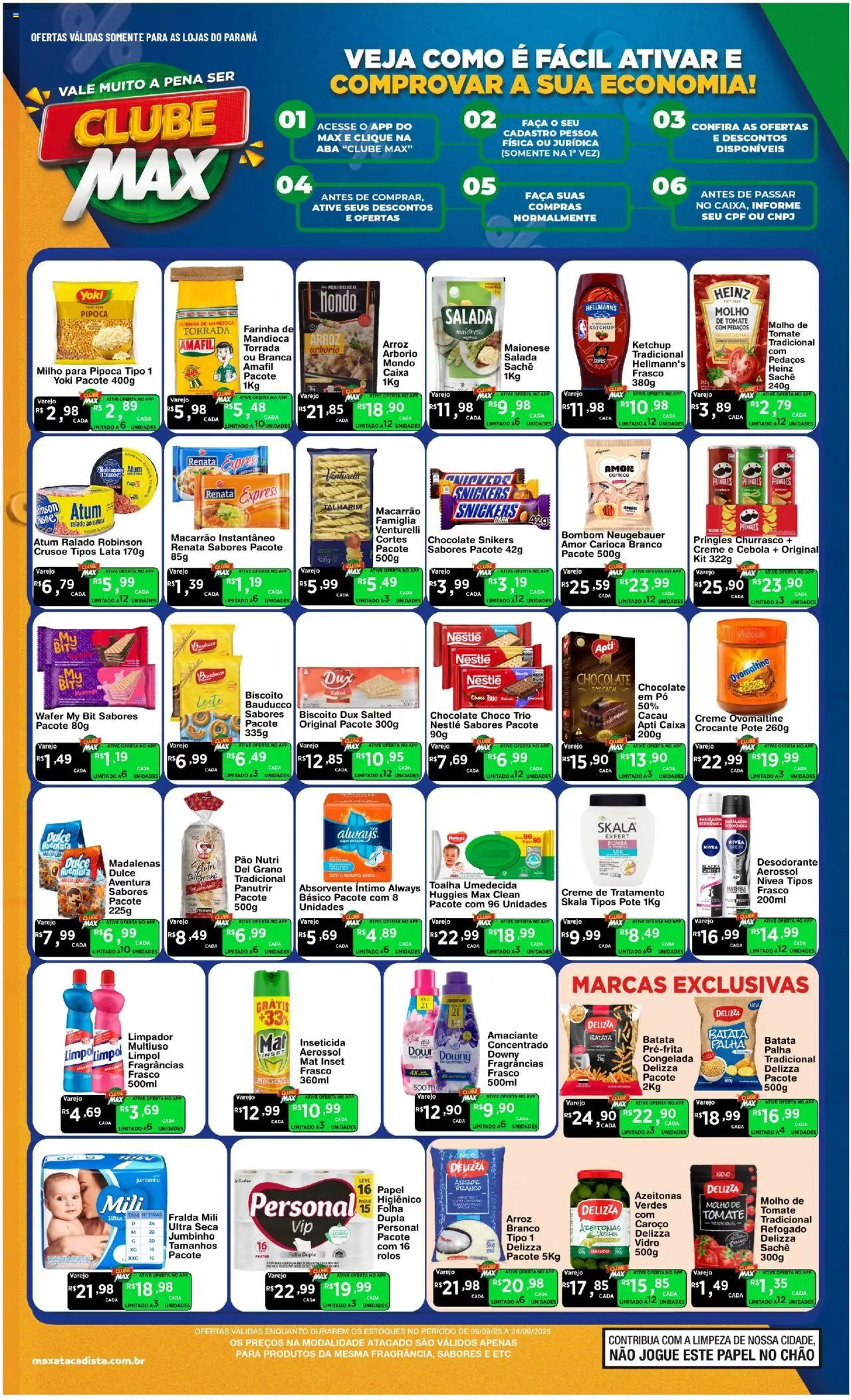Max Atacadista Folheto - válido de 09.09.2025 | Página: 1 | Produtos: Biscoito, Desodorante, Macarrão instantâneo, Maionese