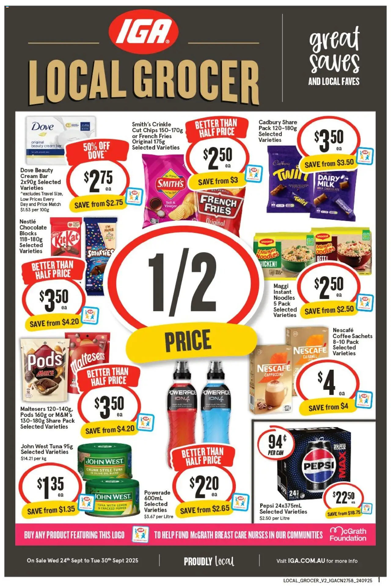 IGA catalogue - valid from 24.09.2025 | Page: 1 | Products: Oil, Coffee, Pepper, Lemon