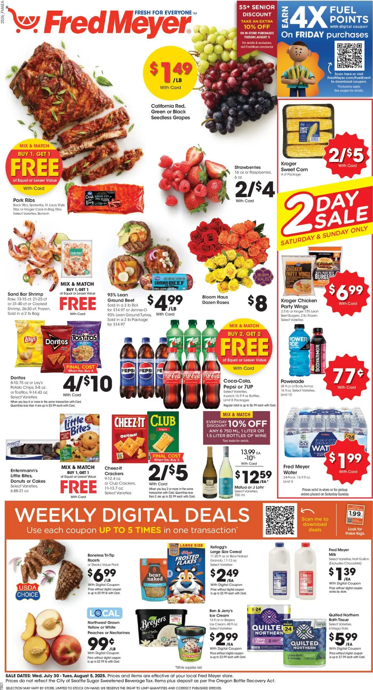 Fred Meyer Weekly Ad - valid from 30.07.2025 | Page: 1 | Products: Chocolate, Cream, Flakes, Bag