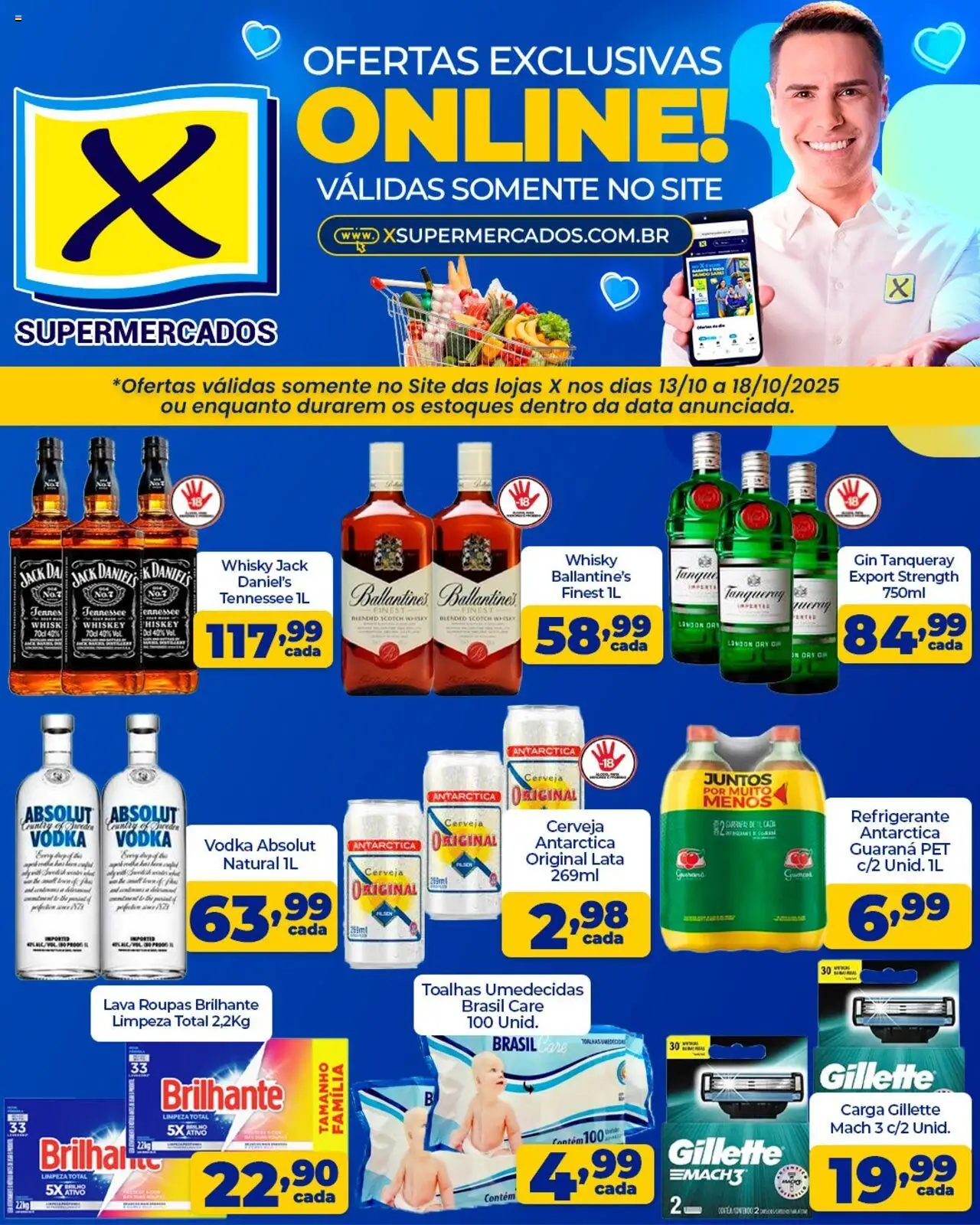 X Supermercados Folheto - válido de 13.10.2025 | Página: 2 | Produtos: Whisky, Gin, Vodka, Refrigerante