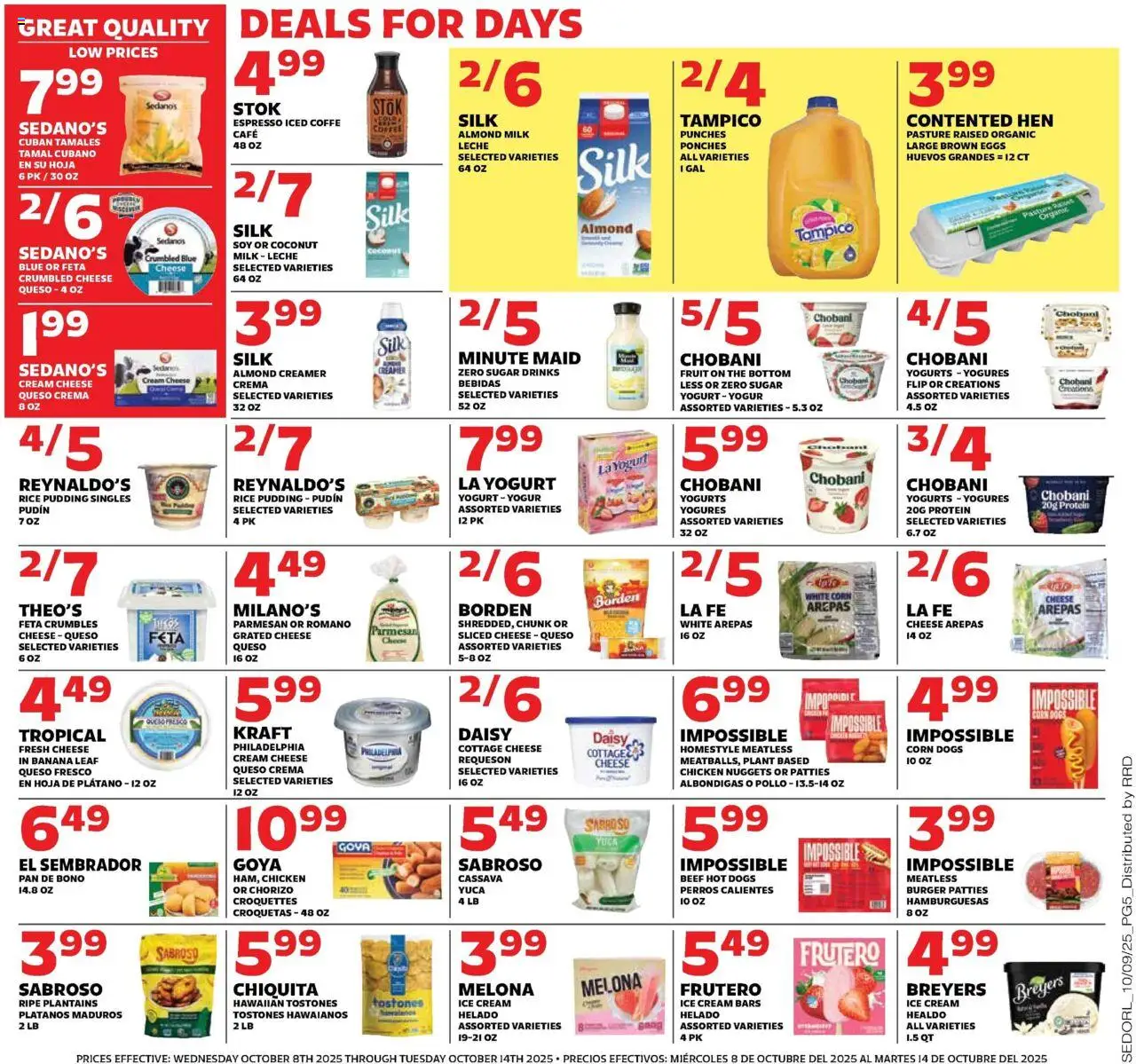 Sedano's Weekly Ad - valid from 08.10.2025 | Page: 5 | Products: Milk, Yogurt, Eggs, Cottage cheese
