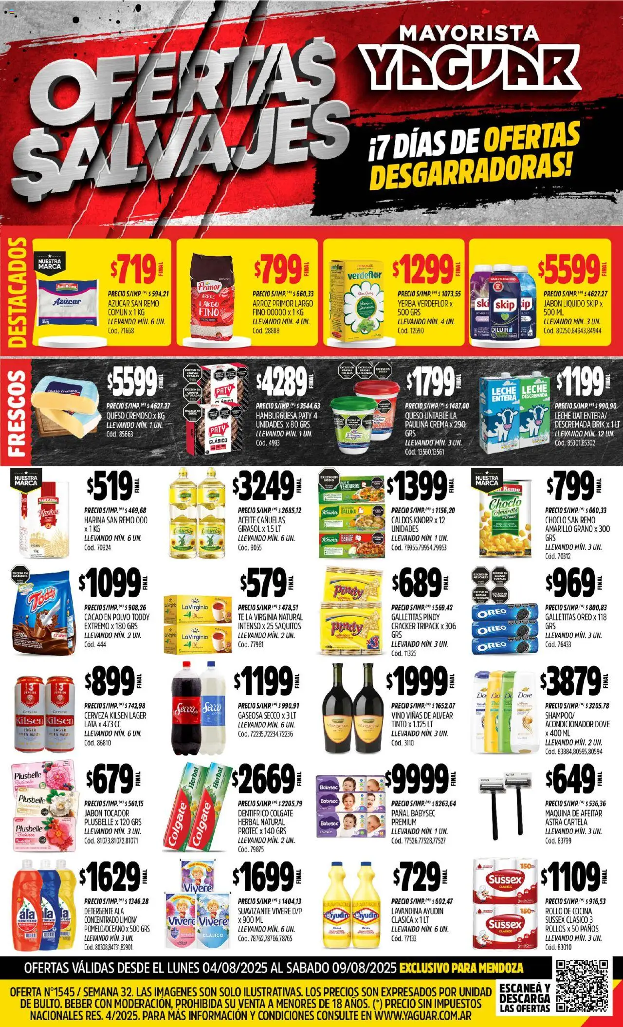Yaguar - Mendoza │ válido desde el 04.08.2025 | Página: 1 | Productos: Choclo, Acondicionador, Leche, Crema