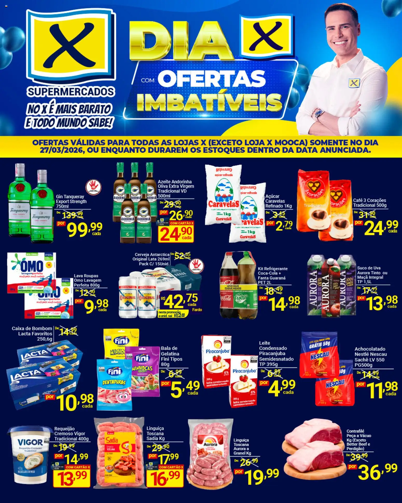 X Supermercados Folheto - válido de 27.03.2026 | Página: 1 | Produtos: Leite, Bombom, Leite condensado, Requeijão