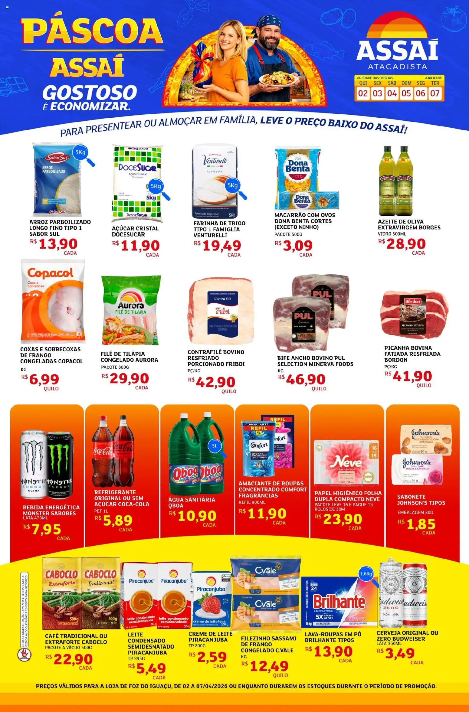 Assaí Atacadista Folheto - válido de 02.04.2026 | Página: 1 | Produtos: Ovos, Roupas, Creme, Azeite