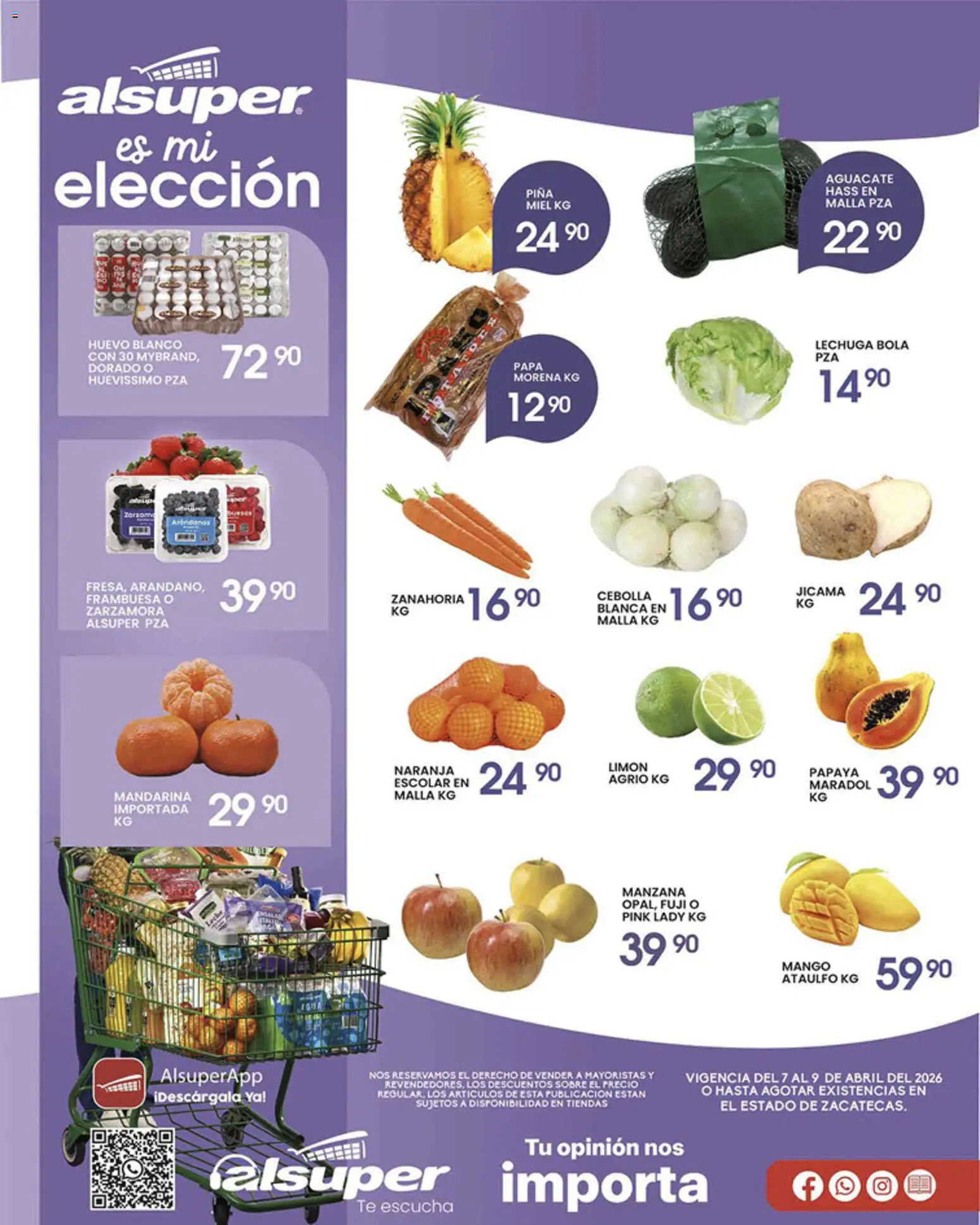 Nuevas ofertas de Alsuper válidas en toda la República Mexicana desde el 07.04.2026. ¡Encuentra las mejores ofertas en Alsuper folleto Zacatecas! | Página: 1 | Productos: Limón, Té, Malla, Zanahoria
