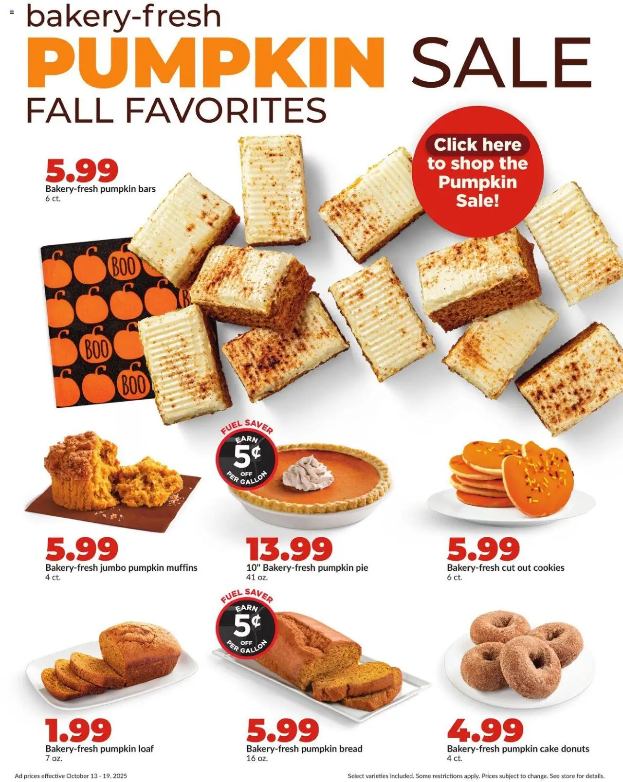 HyVee Weekly Ad - valid from 13.10.2025 | Page: 13 | Products: Bread, Cookies, Pumpkin Pie, Pumpkin