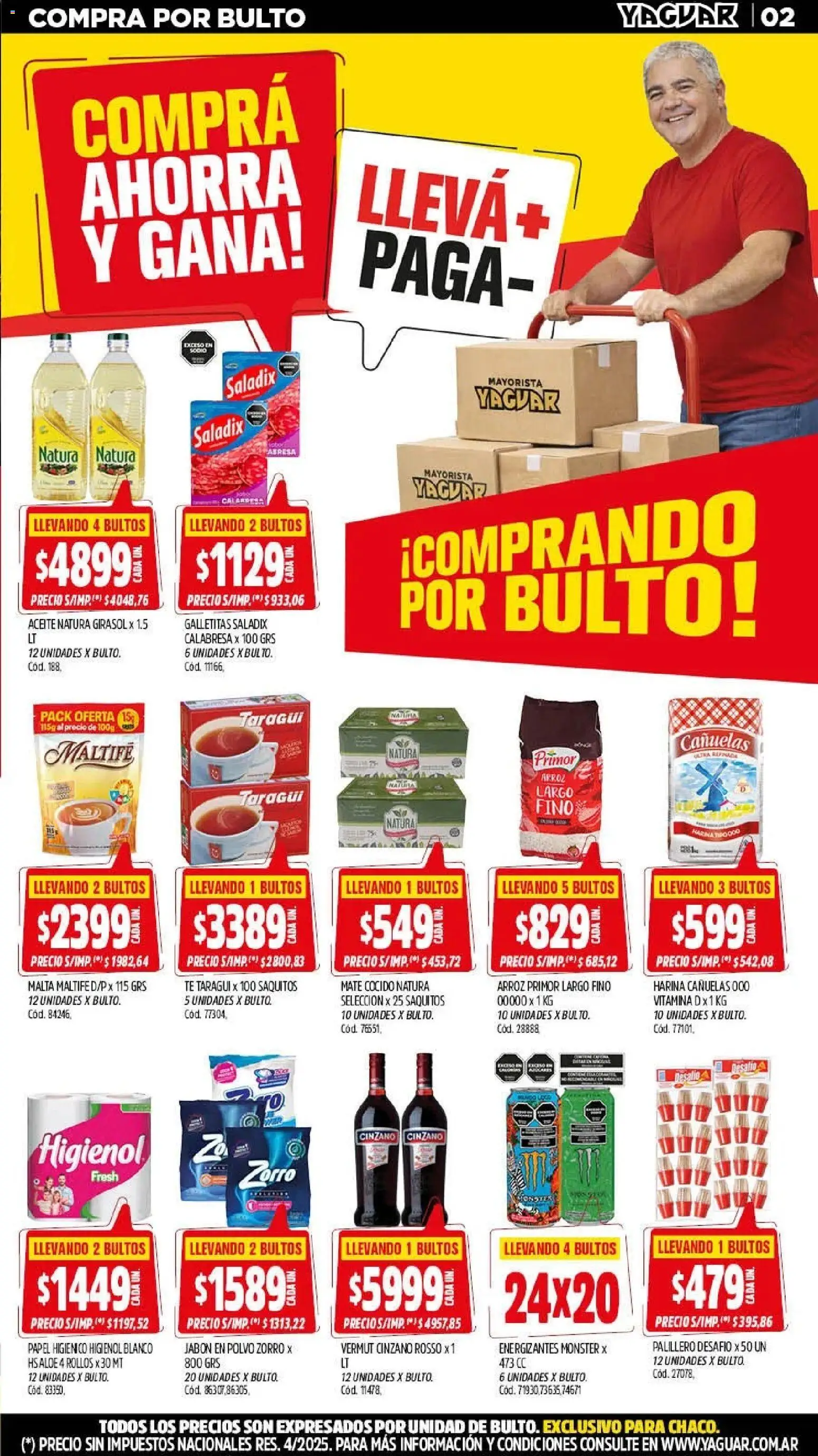 Yaguar - Oferta Semanal Chaco │ válido desde el 13.04.2026 | Página: 2 | Productos: Papel higiénico, Aceite, Polvo, Arroz