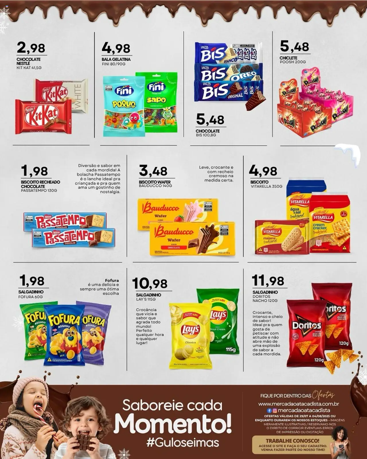 Mercadão Atacadista Folheto - válido de 29.07.2025 | Página: 9 | Produtos: Biscoito, Kit Kat, Biscoito recheado, Chiclete