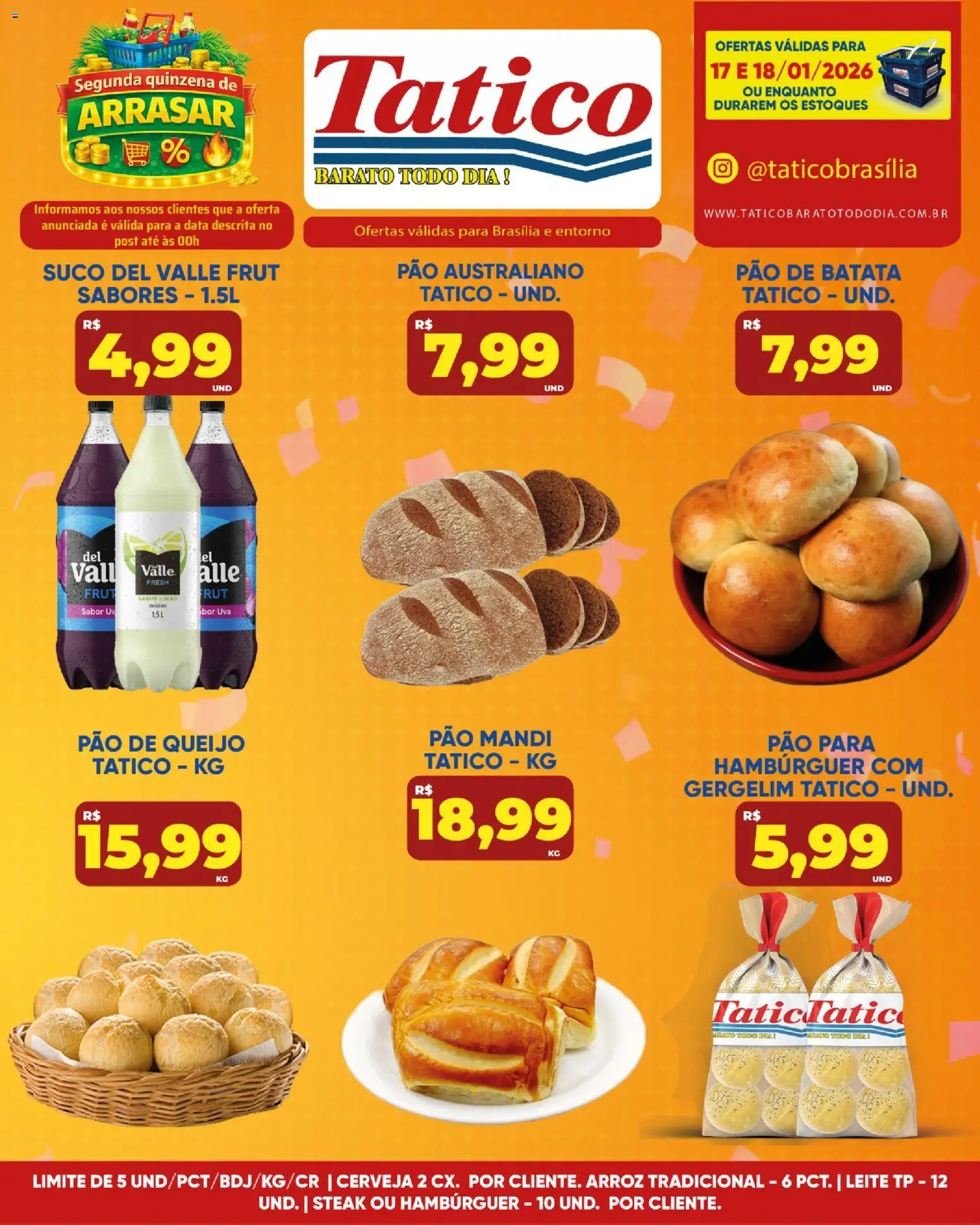Tatico Folheto - válido de 17.01.2026 | Página: 7 | Produtos: Leite, Cerveja, Hambúrguer, Pão de queijo