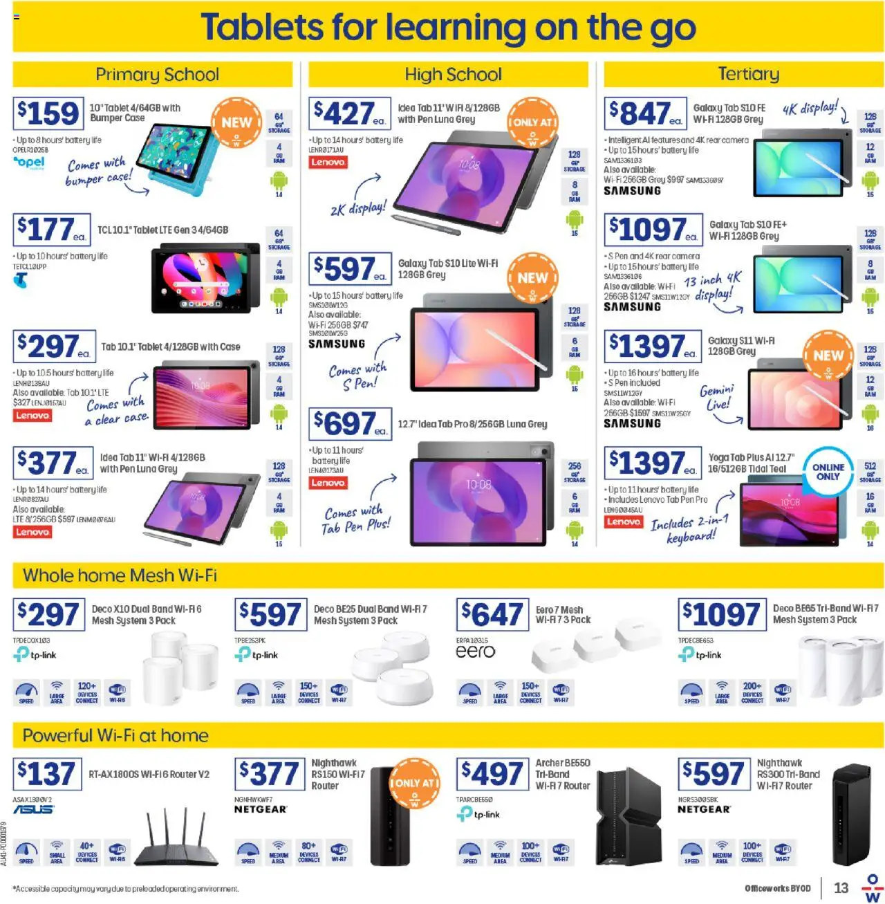 Officeworks catalogue - valid from 01.10.2025 | Page: 13 | Products: Battery, Tablet, Case, Tablets