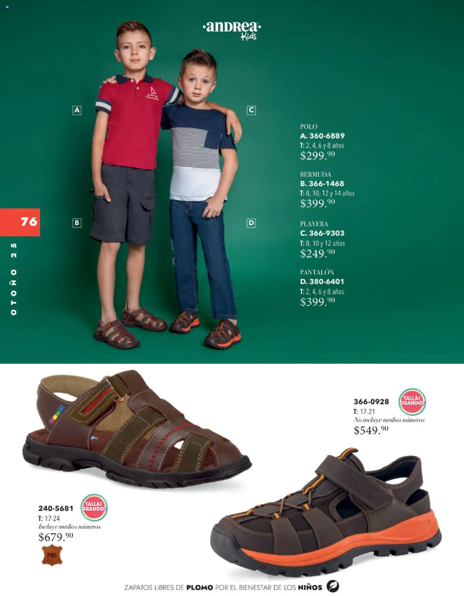 Nuevas ofertas de Andrea válidas en toda la República Mexicana desde el 26.11.2025. ¡Encuentra las mejores ofertas en Andrea catálogo Infantil Kids! | Página: 75 | Productos: Zapatos, Playera, Bermuda