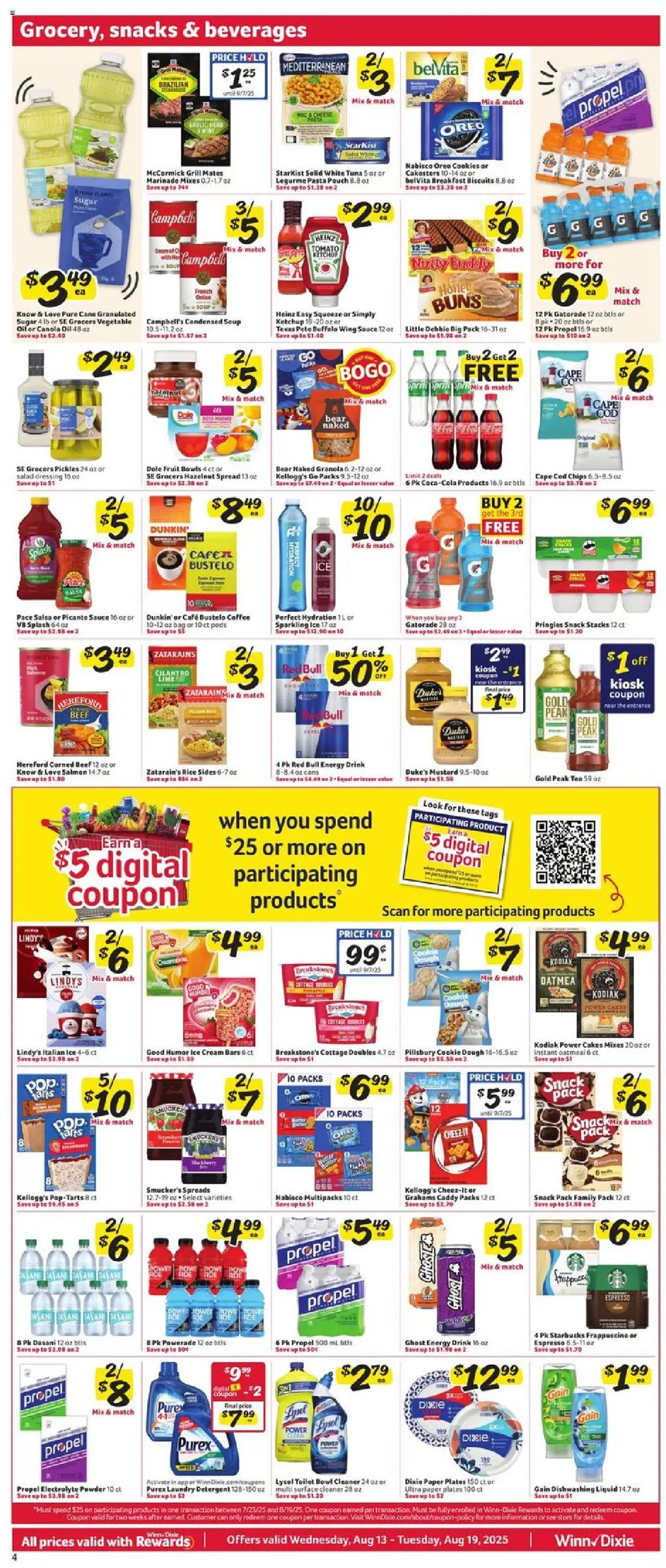 Winn Dixie Weekly Ad - valid from 13.08.2025 | Page: 5 | Products: Detergent, Ice cream, Salad, Sugar