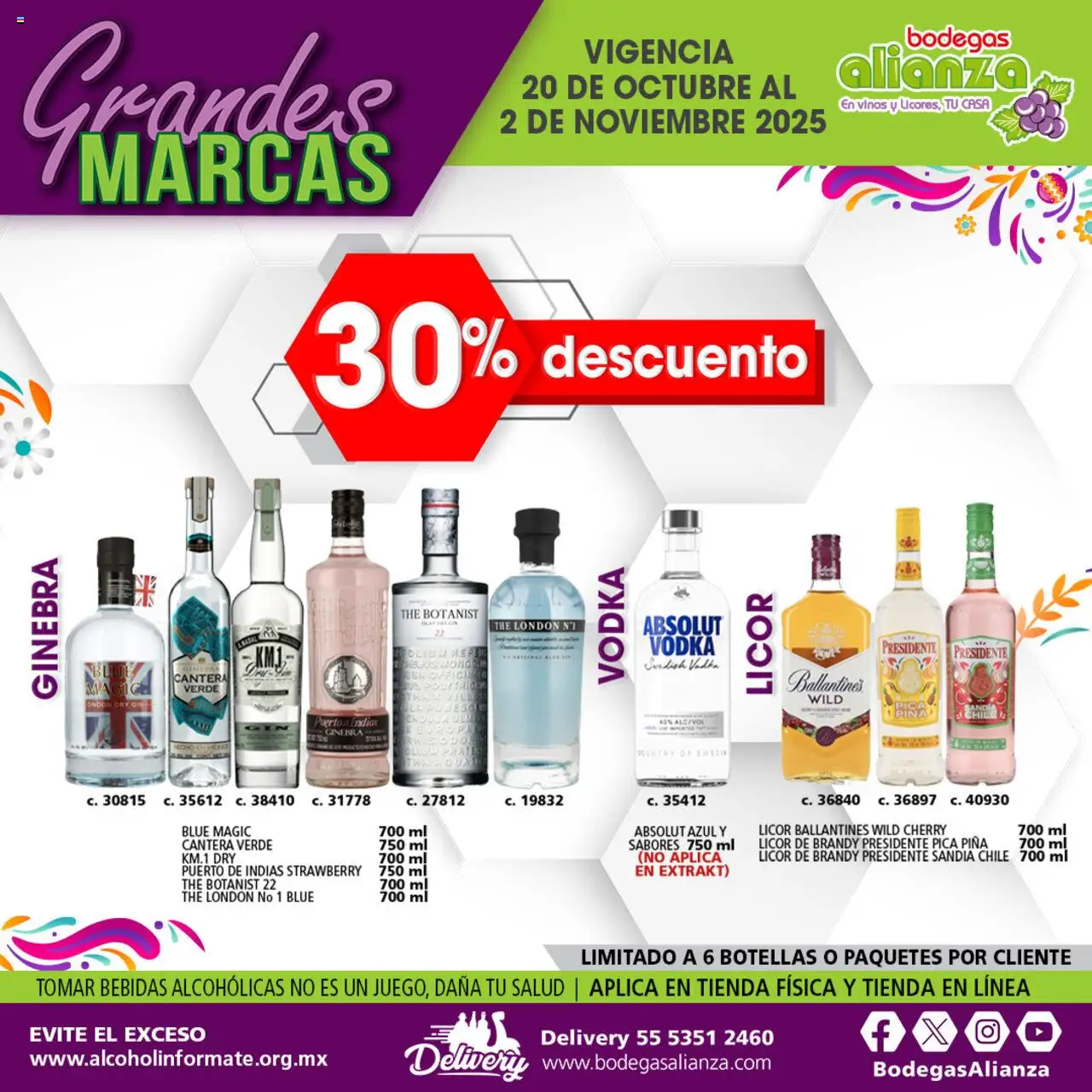 Nuevas ofertas de Bodegas Alianza válidas en toda la República Mexicana desde el 20.10.2025. ¡Encuentra las mejores ofertas en Bodegas Alianza catálogo Las ofertas de la semana! | Página: 6 | Productos: Sandía, Gin, Ginebra, Vodka