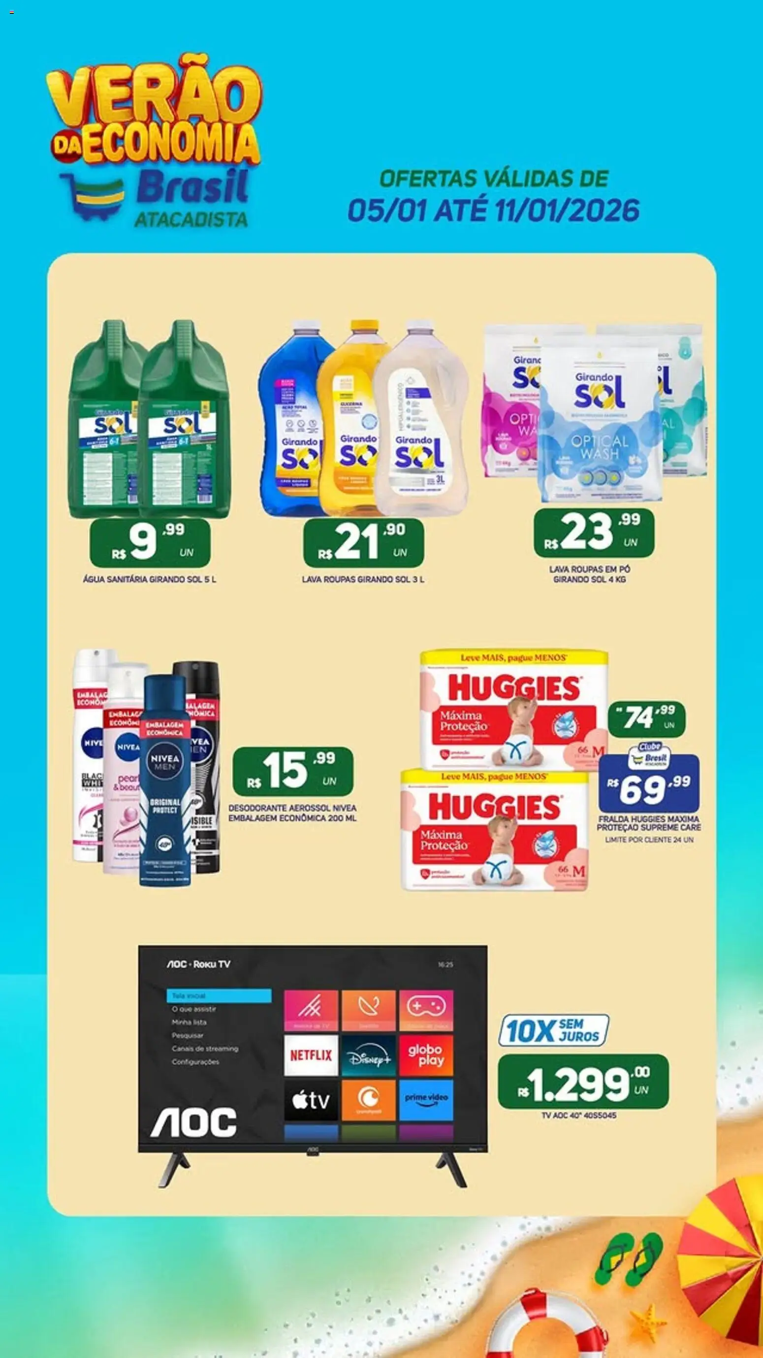 Brasil Atacadista Folheto - válido de 05.01.2026 | Página: 5 | Produtos: Girando sol, Tv, Roupas, Vídeo