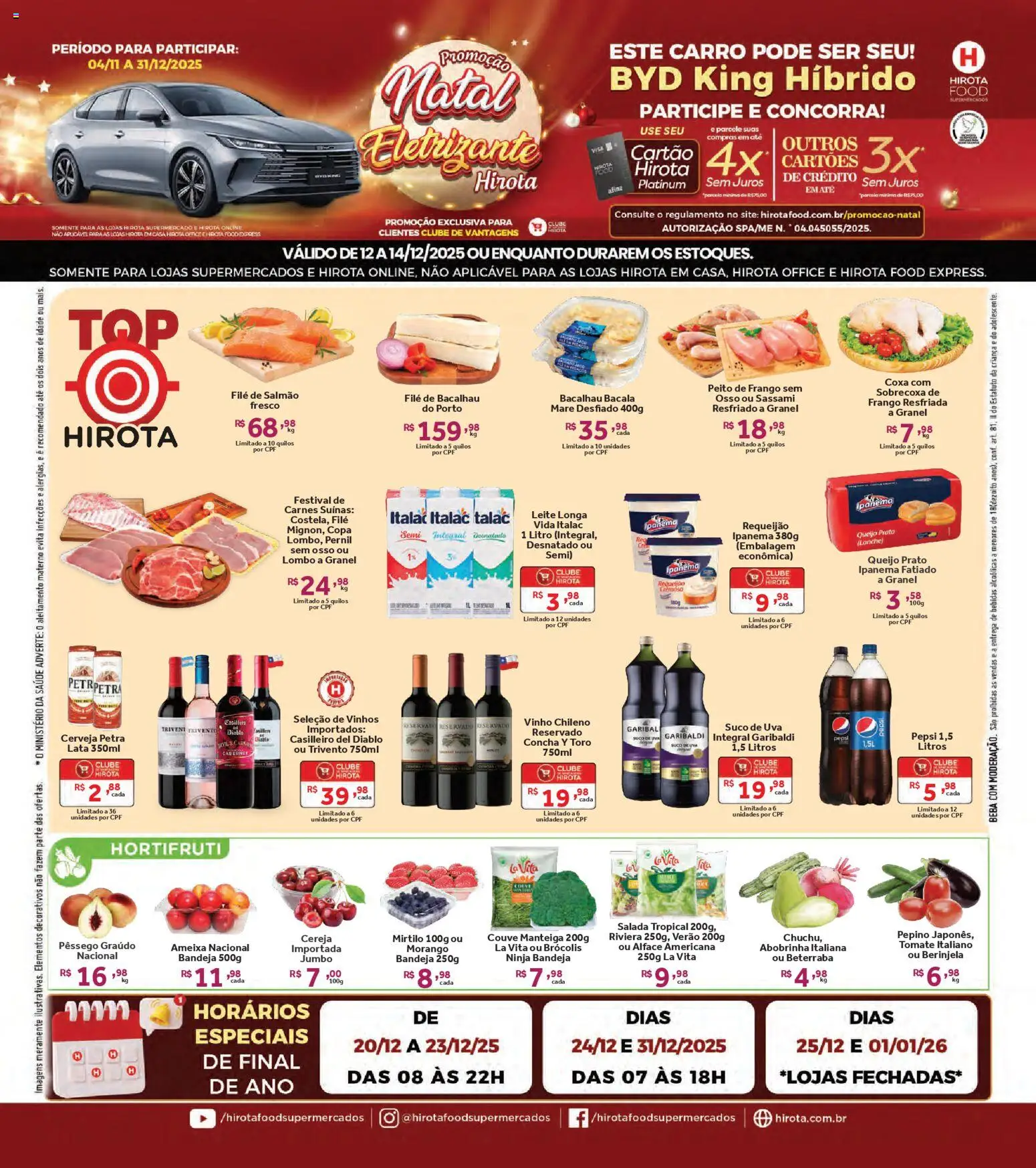 Hirota Food Folheto - válido de 12.12.2025 | Página: 1 | Produtos: Salmão, Bacalhau, Lombo, Salada