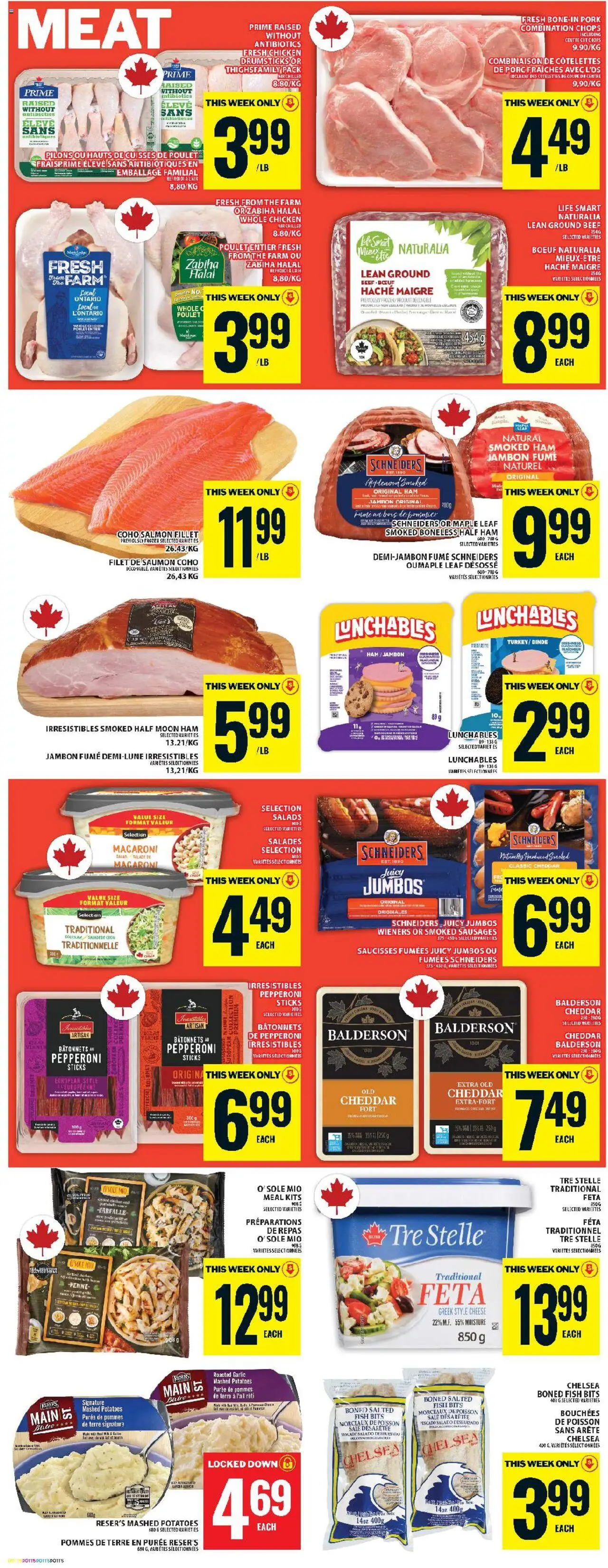 Food Basics flyer valid from 25.09.2025 | Page: 7 | Products: Fish, Beef, Cheese, Chicken