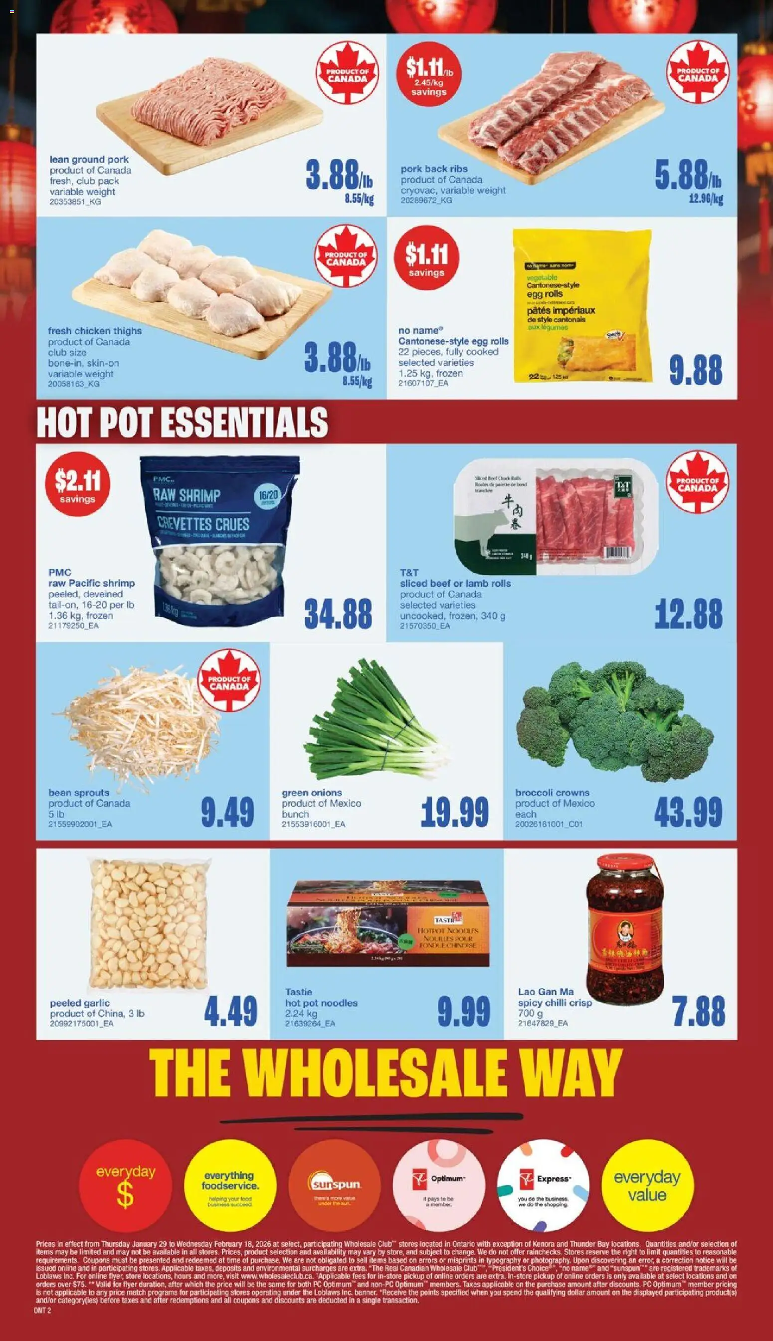 Wholesale Club flyer valid from 29.01.2026 | Page: 2 | Products: Noodles, Beef, PC, Pork