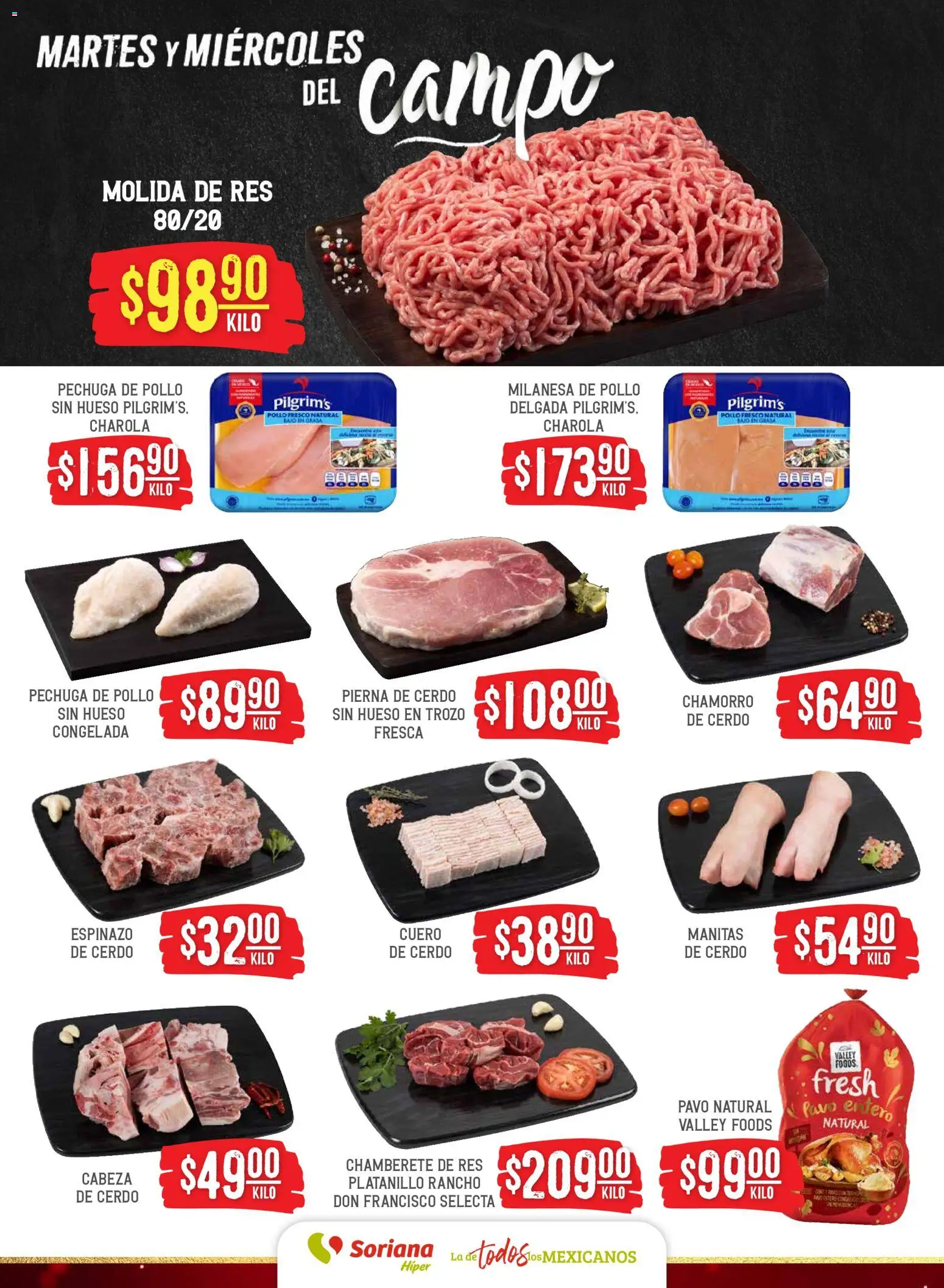 Nuevas ofertas de Soriana válidas en toda la República Mexicana desde el 16.12.2025. ¡Encuentra las mejores ofertas en Soriana - Martes y Miércoles del Campo Híper: Chih, Delicias, Dur y Coah (excepto Saltillo)! | Página: 4 | Productos: Pollo, Milanesa, Cerdo, Res