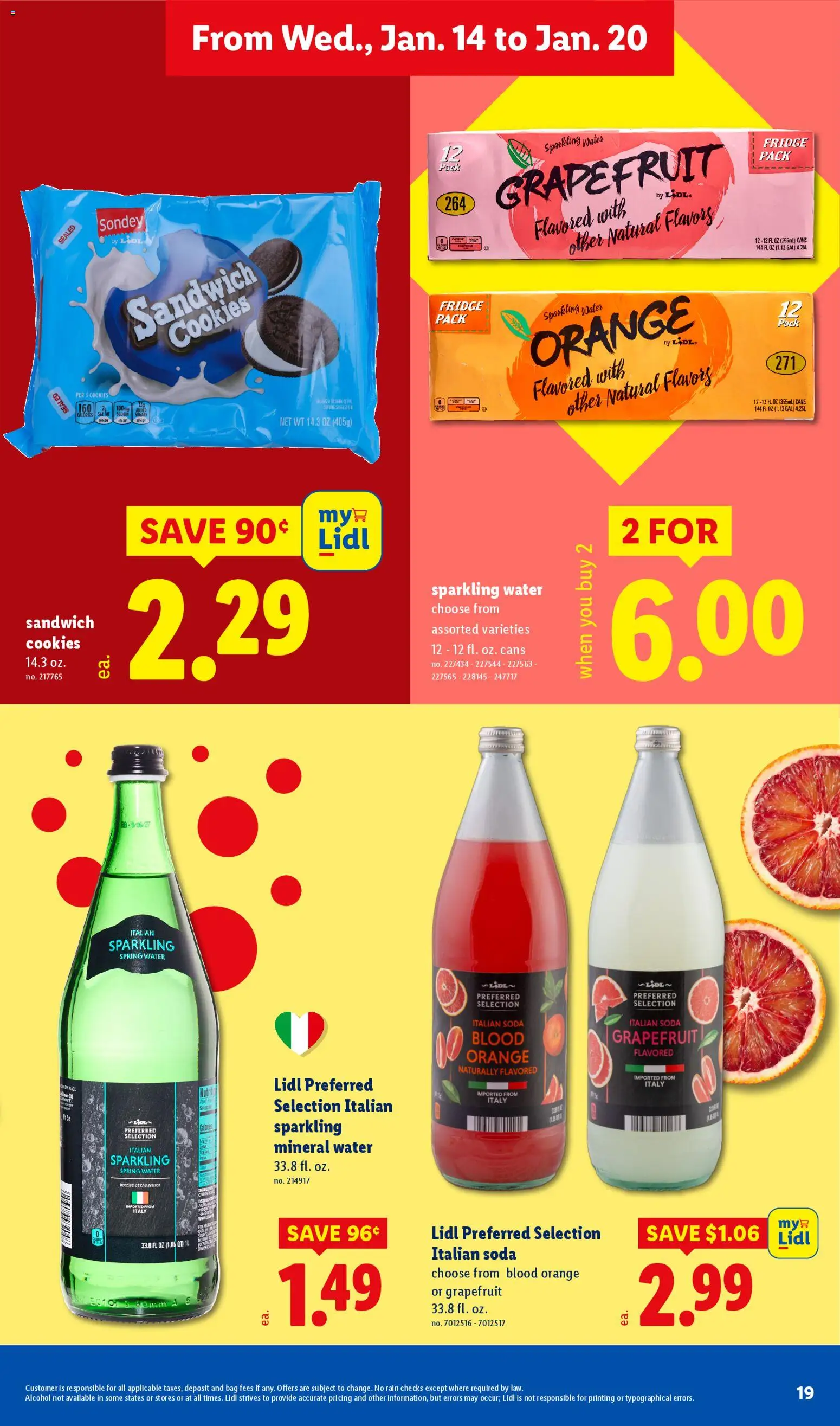 Lidl Weekly Ad - valid from 14.01.2026 | Page: 19 | Products: Cookies, Grapefruit, Water, Bag