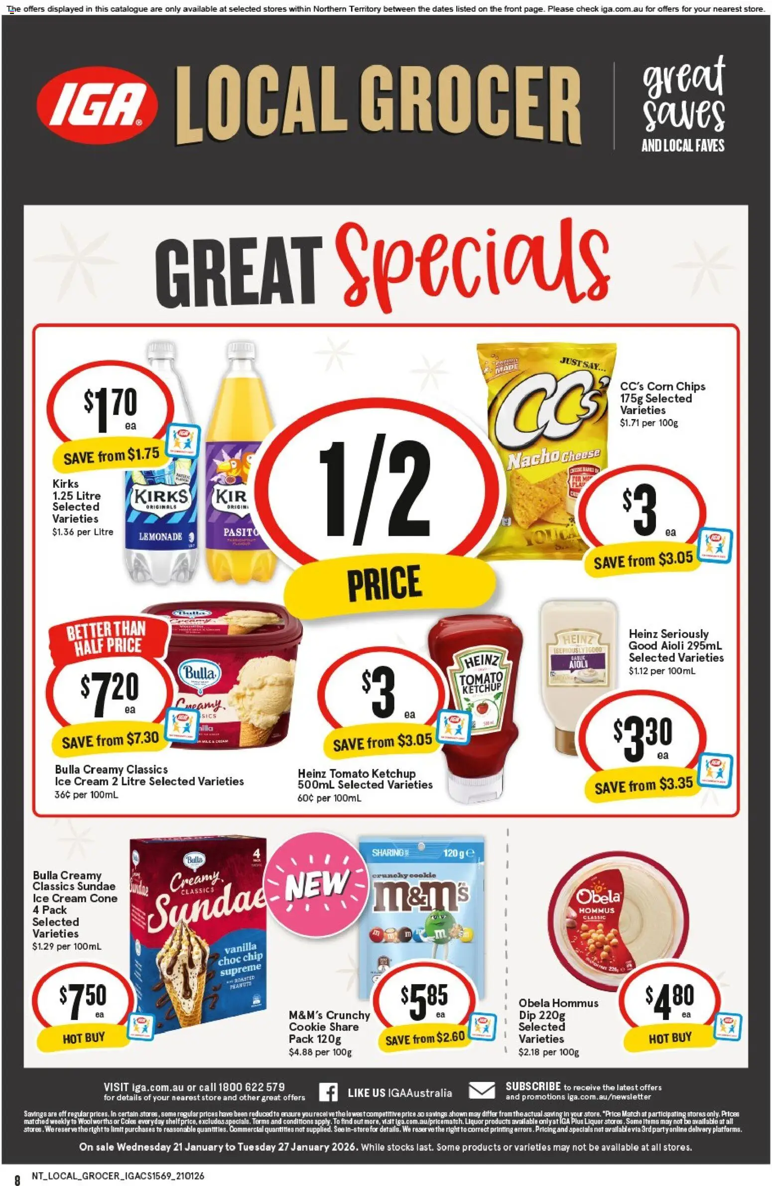 IGA catalogue - valid from 21.01.2026 | Page: 8 | Products: Chips, Ketchup, Peanuts, Cream