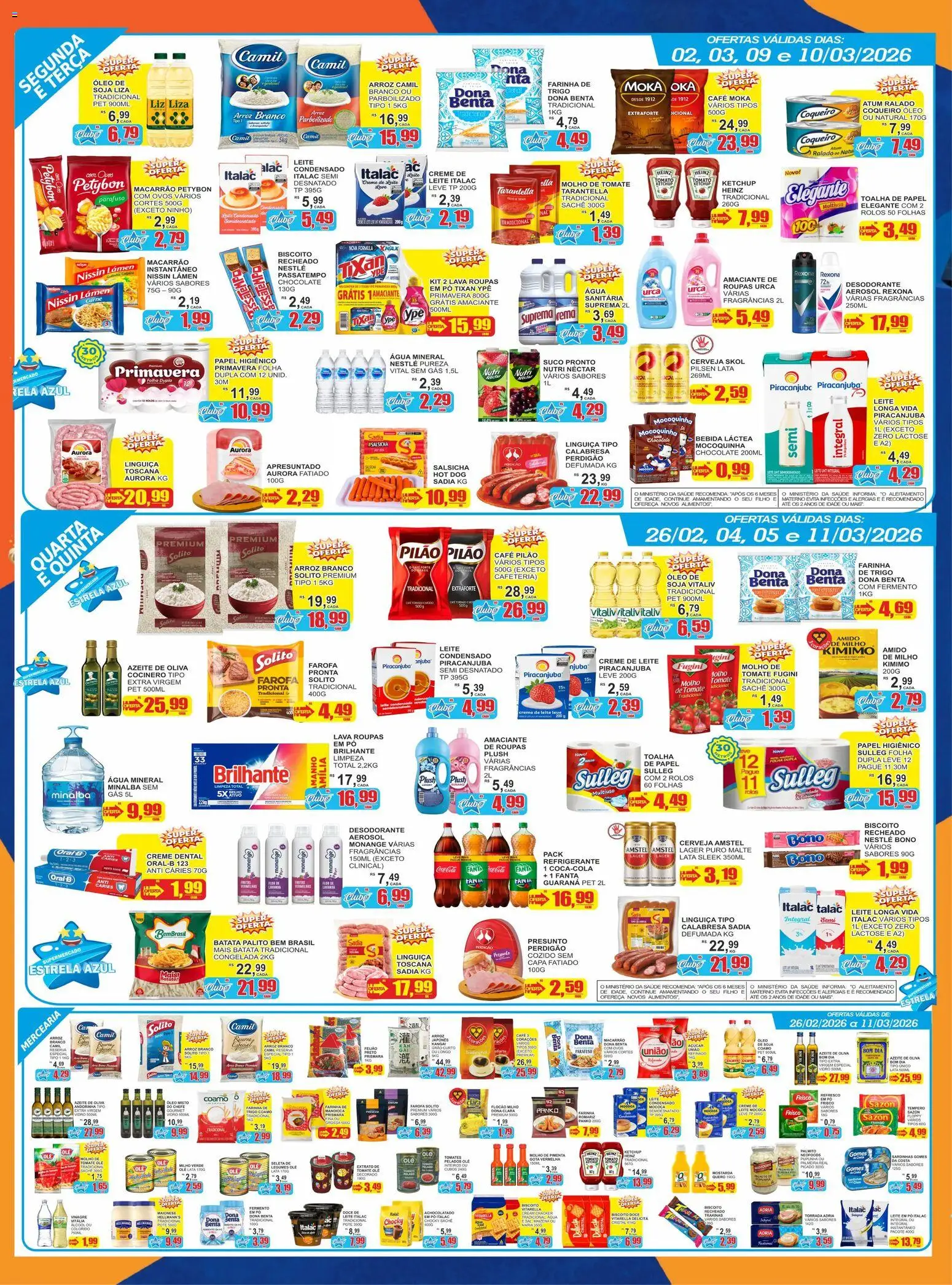 Estrela Azul Folheto - válido de 26.02.2026 | Página: 2 | Produtos: Palmito, Gomes da costa, Arroz, Frango