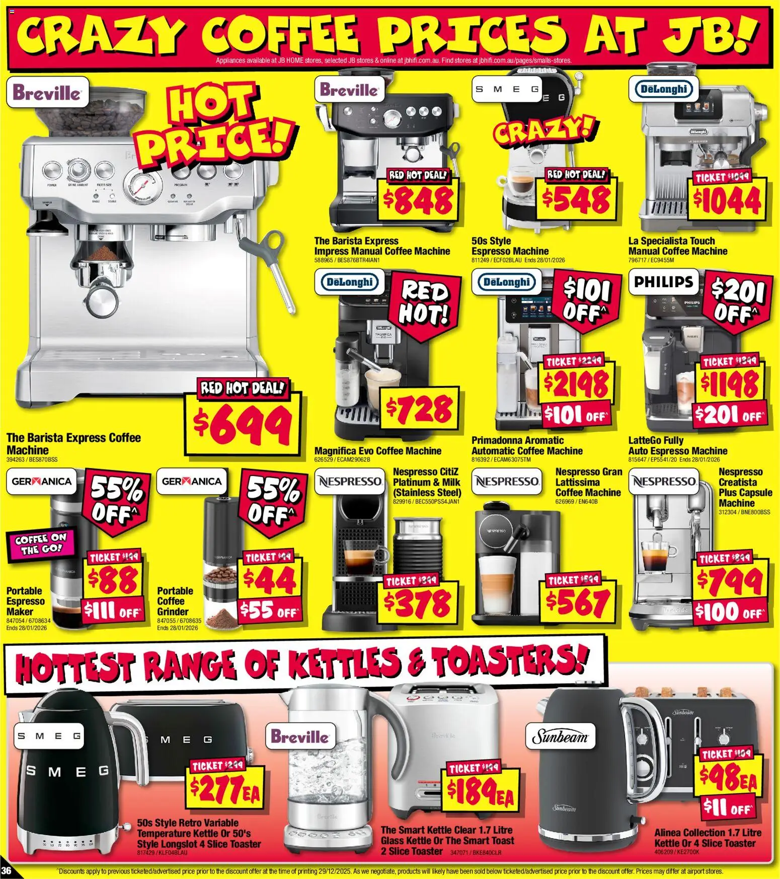 JB Hi-Fi catalogue - valid from 08.01.2026 | Page: 36 | Products: Portable, Coffee maker, Espresso machine, Toaster