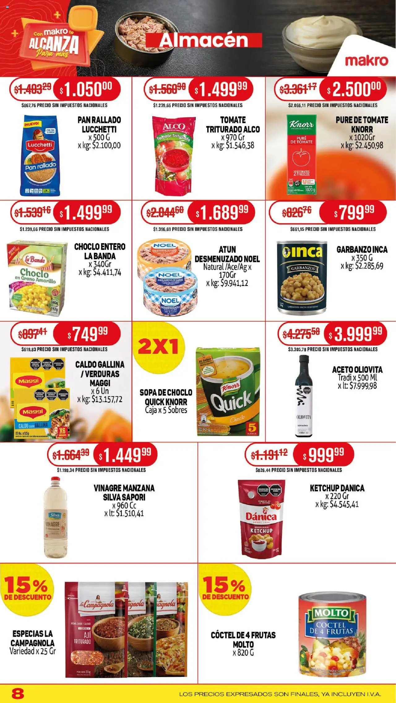 Makro - Ofertas │ válido desde el 11.09.2025 | Página: 8 | Productos: Choclo, Vinagre, Garbanzos, Manzana
